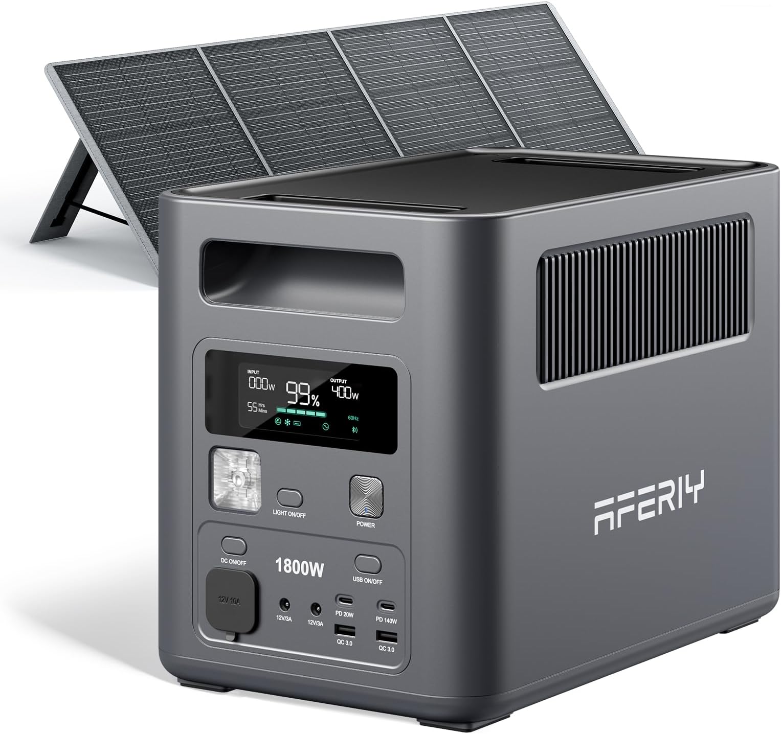 AFERIY 200W High-Capacity Solar Panel with 1024Wh Portable Power Station, High-Power Solar Generator System, 1800W AC Output, Compact & Durable for Extended Off-Grid, Home Backup, RV