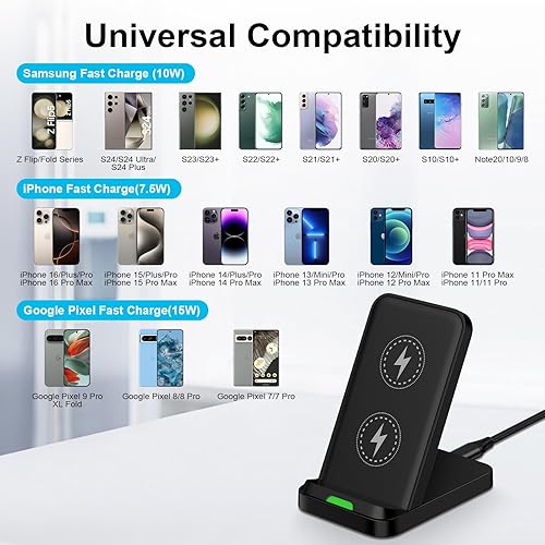 Miniatura 6 de Cargador inalámbrico de carga rápida para Samsung Galaxy S25 UltraS25S24S23S22, cargador de teléfono inalámbrico estación de carga de escritorio