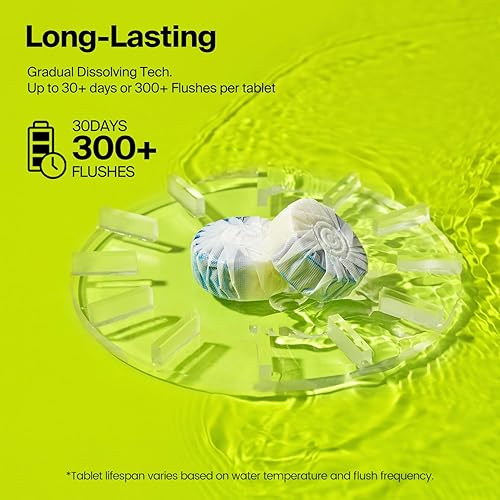 Miniatura 3 de CECEBEAR Tabletas limpiadoras de inodoro automático, 21 pestañas, limpiador automático de tanque de inodoro azul de larga duración, seguro para