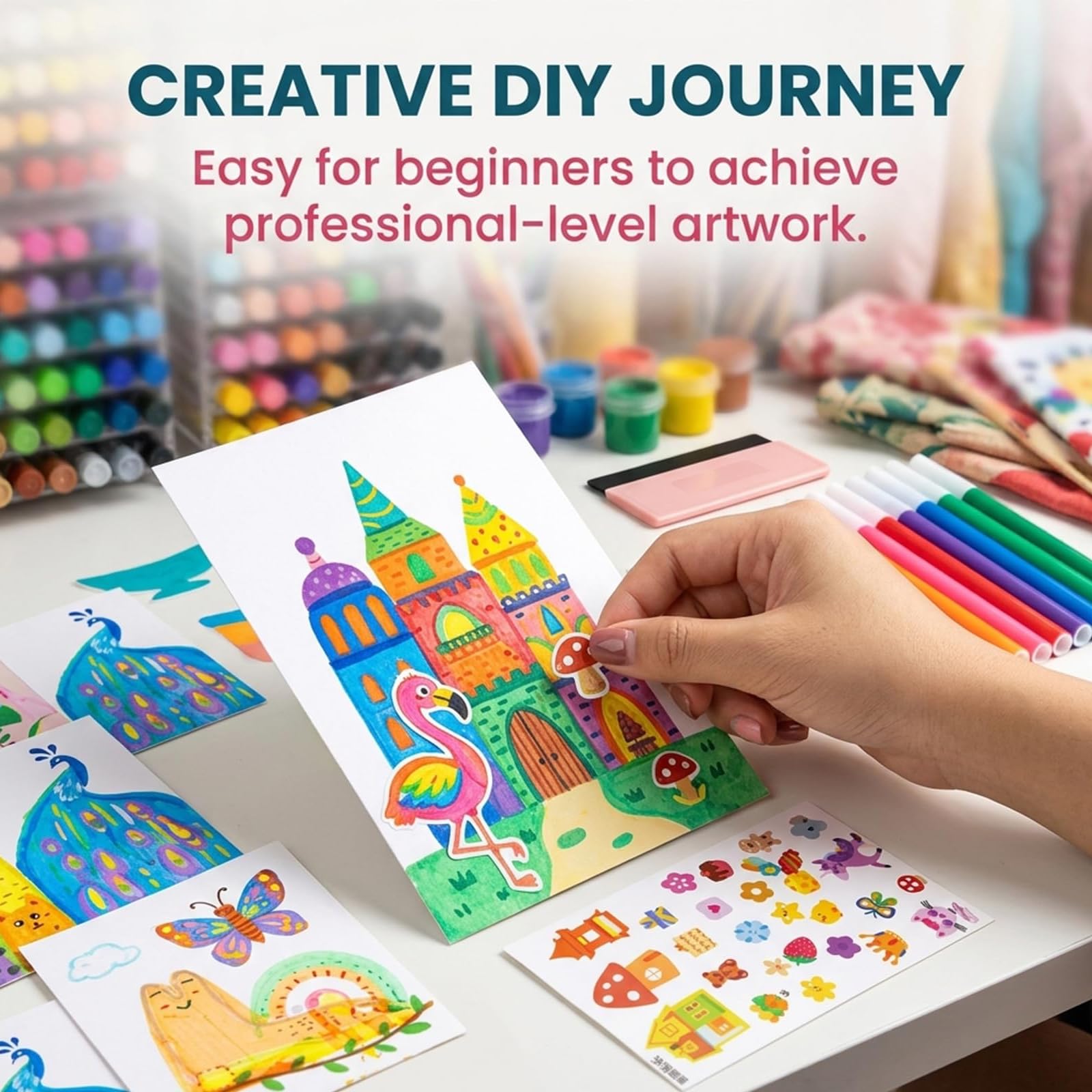 Rainbow Scratch Art Kit pour Enfants, DIY Squeegee Art, 35 Pièces