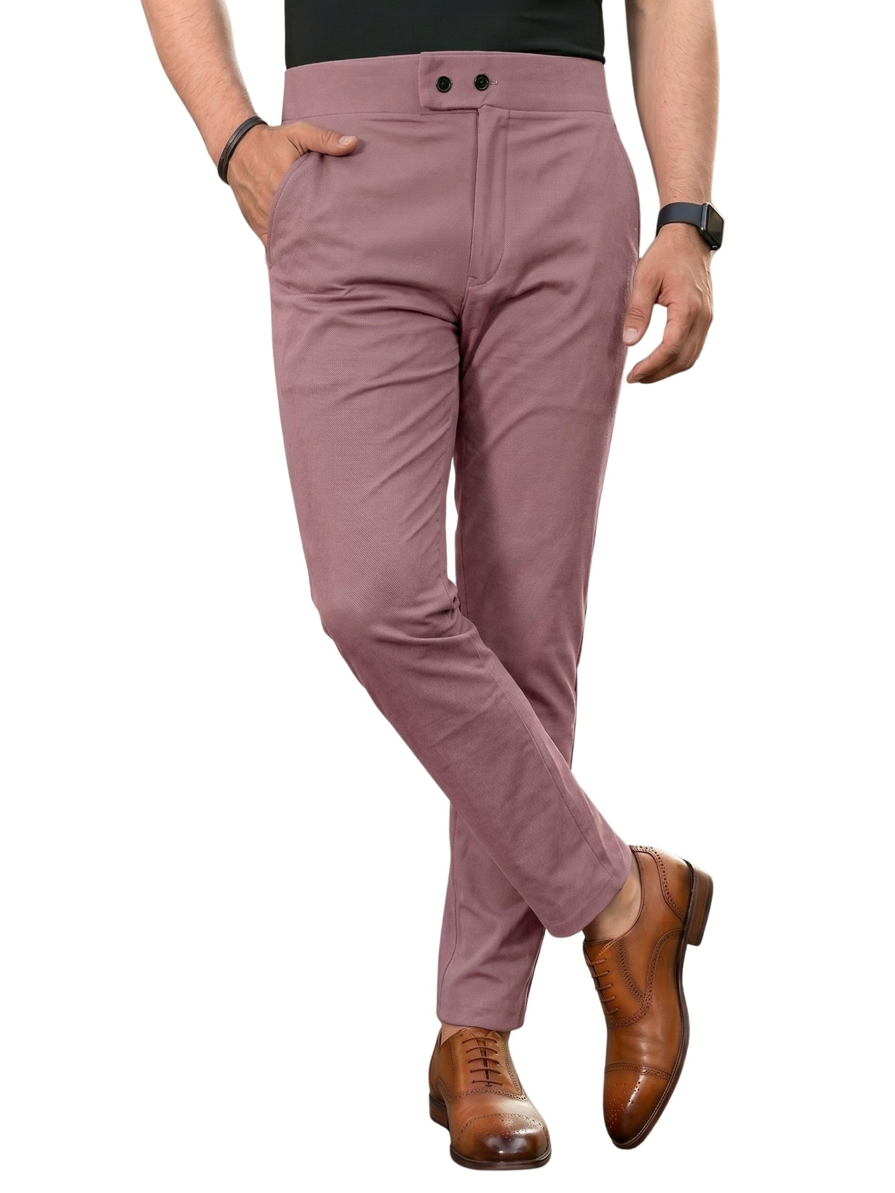 erke Men's Slim Fit Formal Trouser with 4-Way Stretch | Lycra Blend Wrinkle Resistant Office Chinos for Men | Mid Rise Tapered Trousers for Men-picture-42