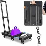 500 LBS Pliable Dolly Cart, Dolly pliable avec 6 360° Roues rotatives et 2 Ropes, Camion à main pliant, Léger et pratique,Platform Cart for Bagage,Maison,Voyage,Déplacement,Bureau