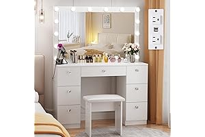 Vowneer Vanity Desk with Mirror and Lights