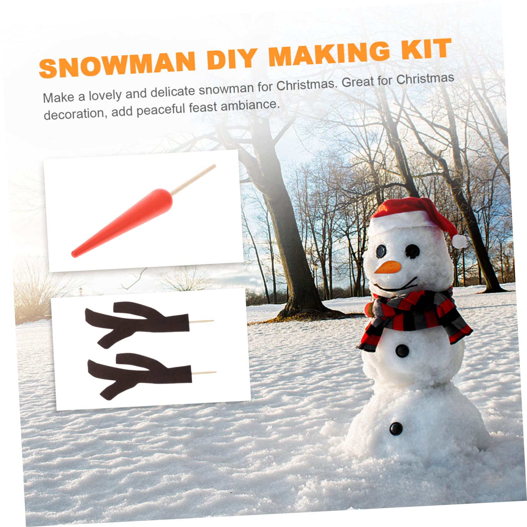 Schneemann Verkleidungsset und Stoff mit Mütze und Schal Praktisches Selbstgemacht Weihnachtsdeko für Kinder 16 Stück für Kreative Winterdekoration