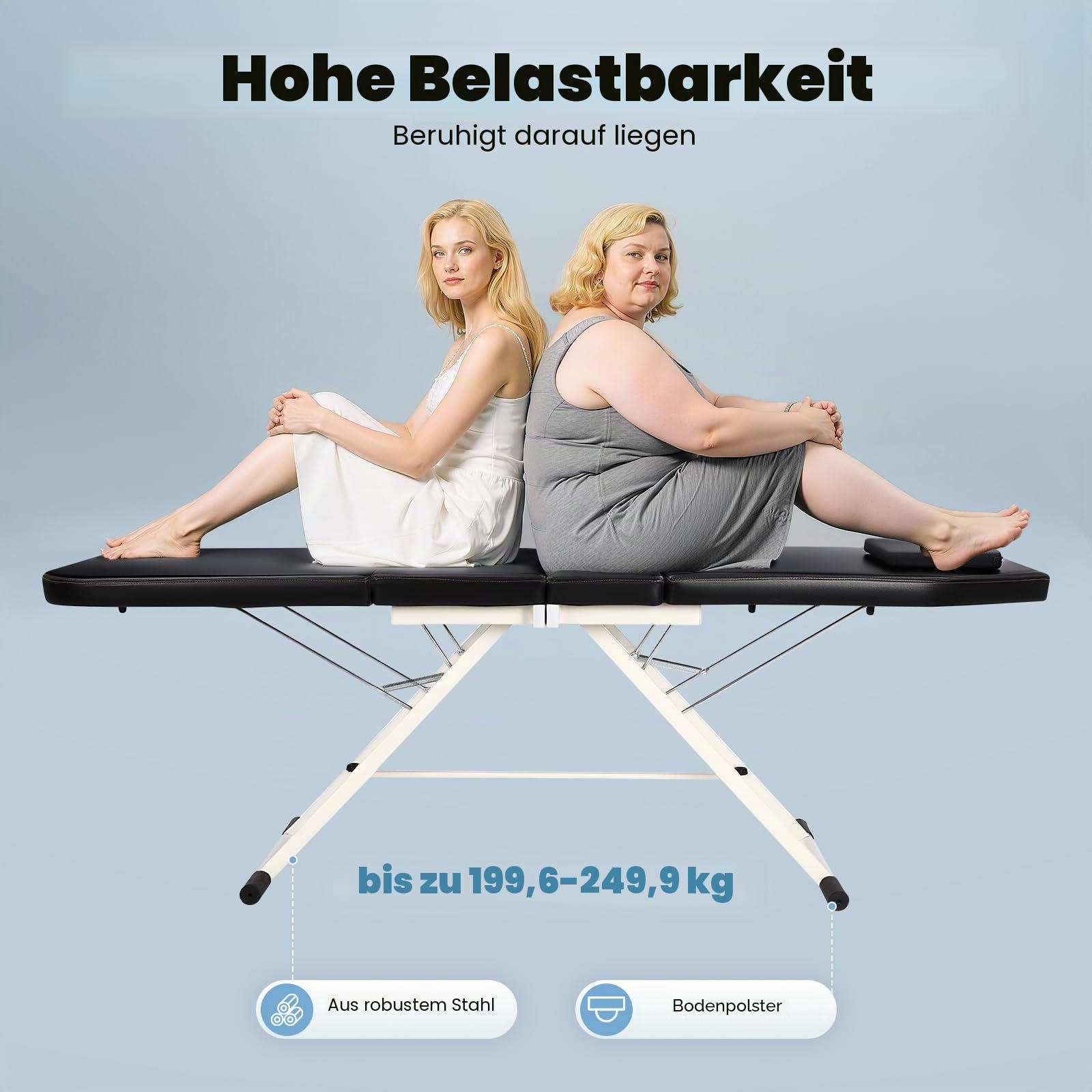 Kosmetikbett Massagetisch, Tragbare SPA Salon Bett mit 3 Zonen Klappbar, Mobile Massagebett, Kosmetikstuhl Massageliege MassageStühl, PVC Kosmetikliege, für Professionelle Massagetherapeuten