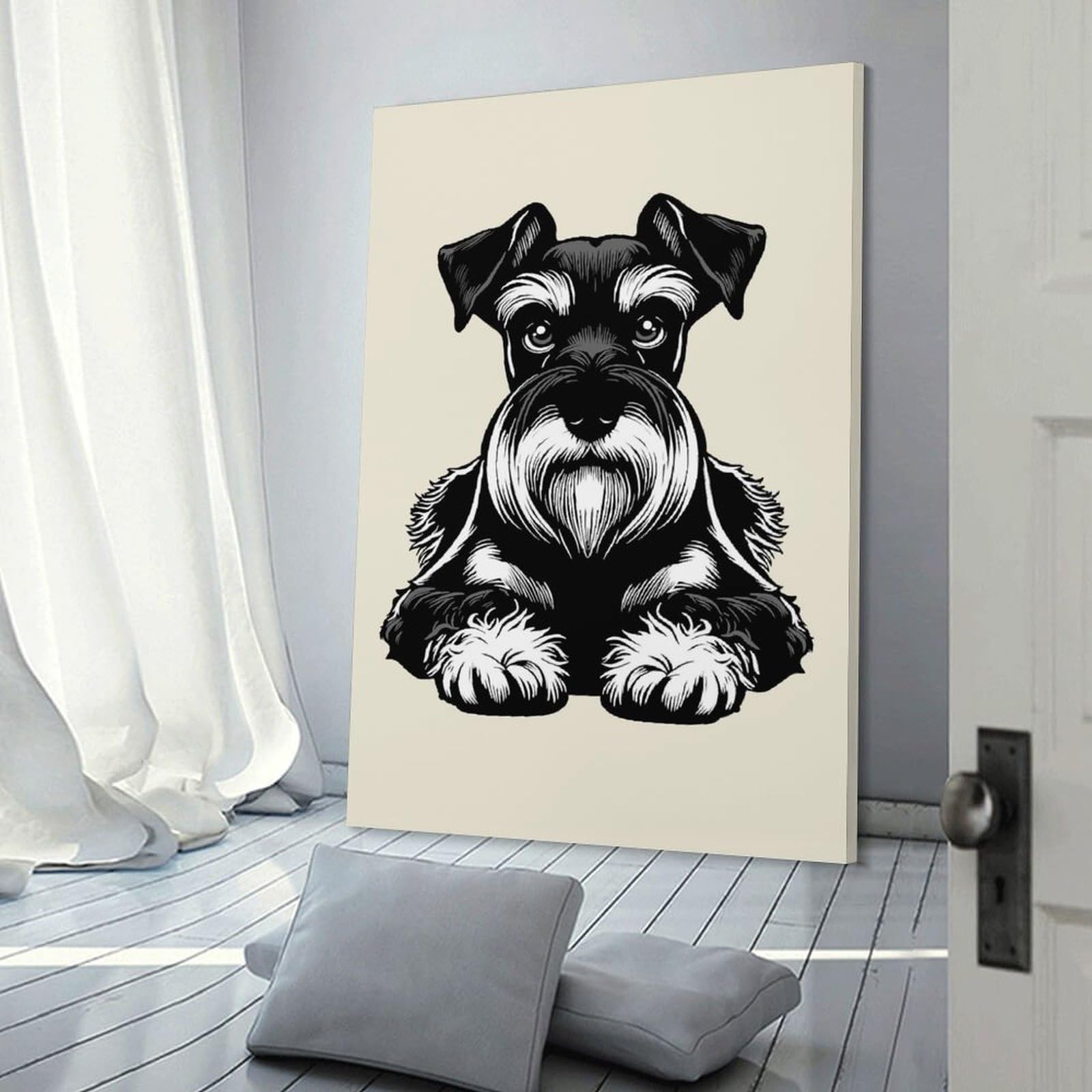 Junmoney Miniature Schnauzer(2) Canvas Wall Decor 24x36inch(60x90cm), for Entrance Walls, Hall Decor Or Foyers, Wall Decor to Refresh Empty Corners