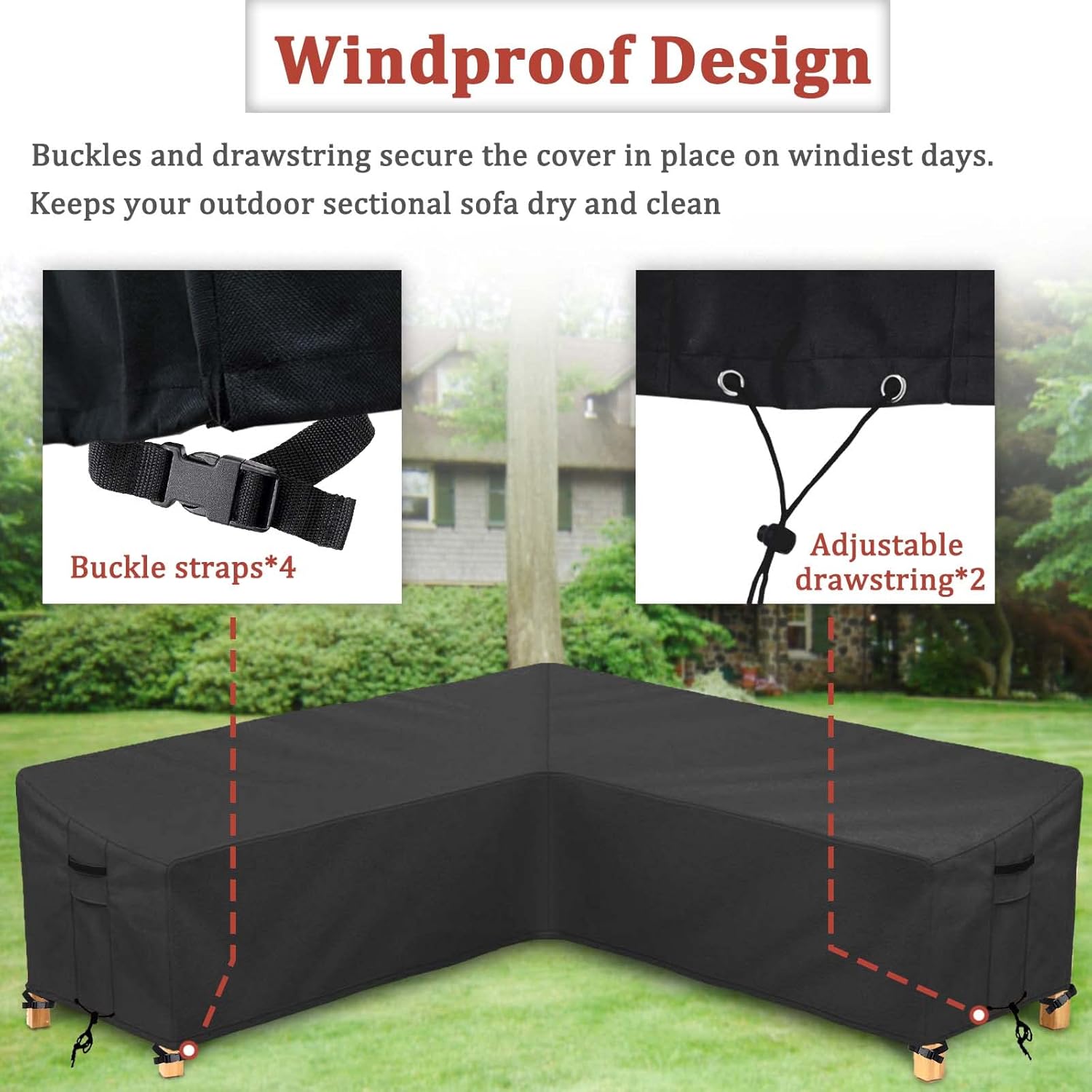 Buy STARTWO Patio VShaped Sectional Sofa Cover, 85x85 Waterproof