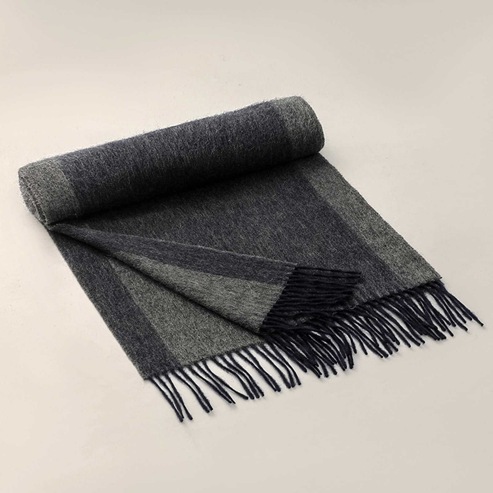 Scarf Cashmere, Bufanda de hombre de invierno bicolor amplia borla a rayas Scarf Unisex Cumpleaños Día de San Valentín Regalo de boda