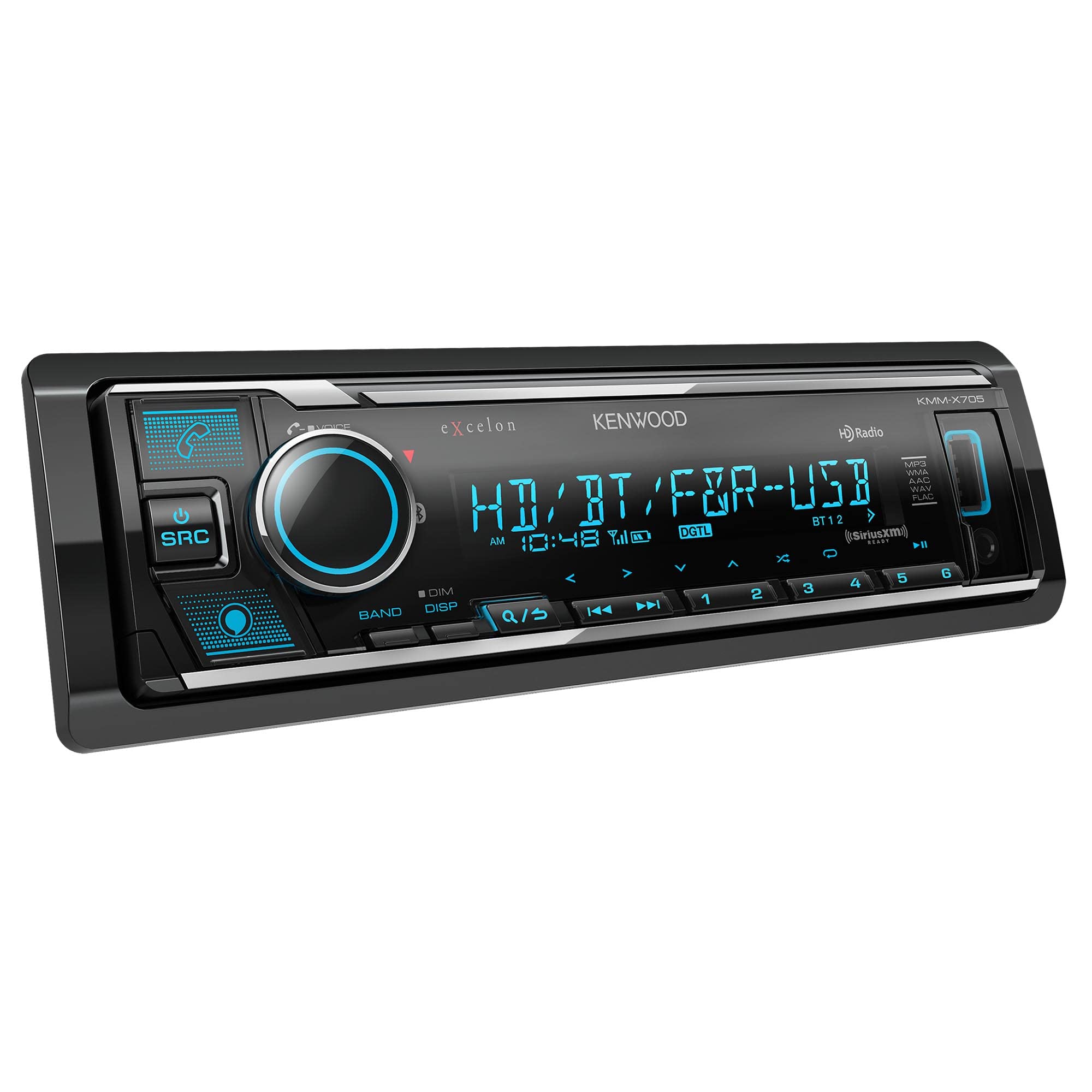 Kenwood KMM-X705 Single DIN Digital Media Receiver w/Bluetooth & HD Radio (Renewed)