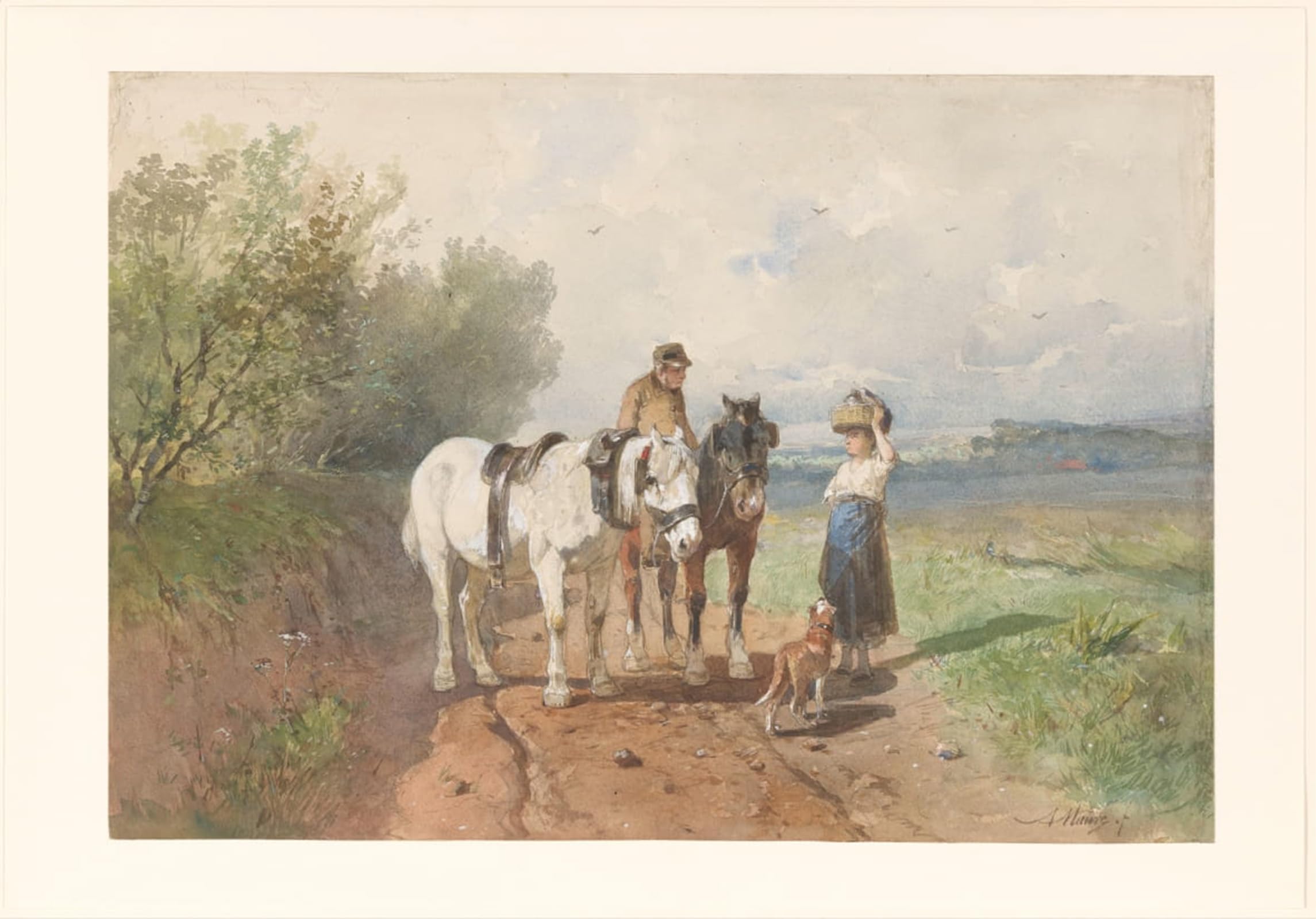 Posteriik No Frame Vintage Print Pop Art Landscape Artwork Chat On A Country Road By Anton Mauve Art Prints For Office Home Decor 60X90cm