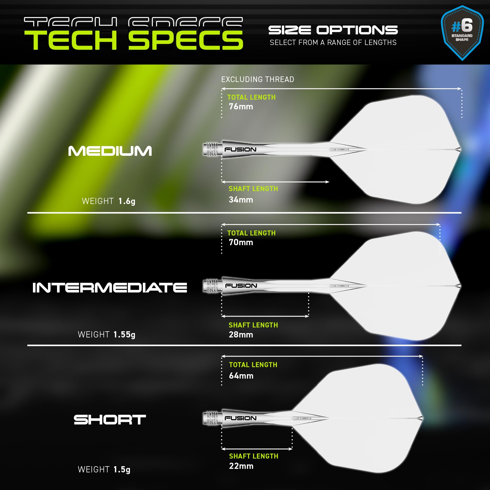 WINMAU Darts Fusion Integrated Flight & Shaft System - No.6 Shape & Design - Clear Colour, Medium Length, Transparent, Medium (34mm) - Image 2