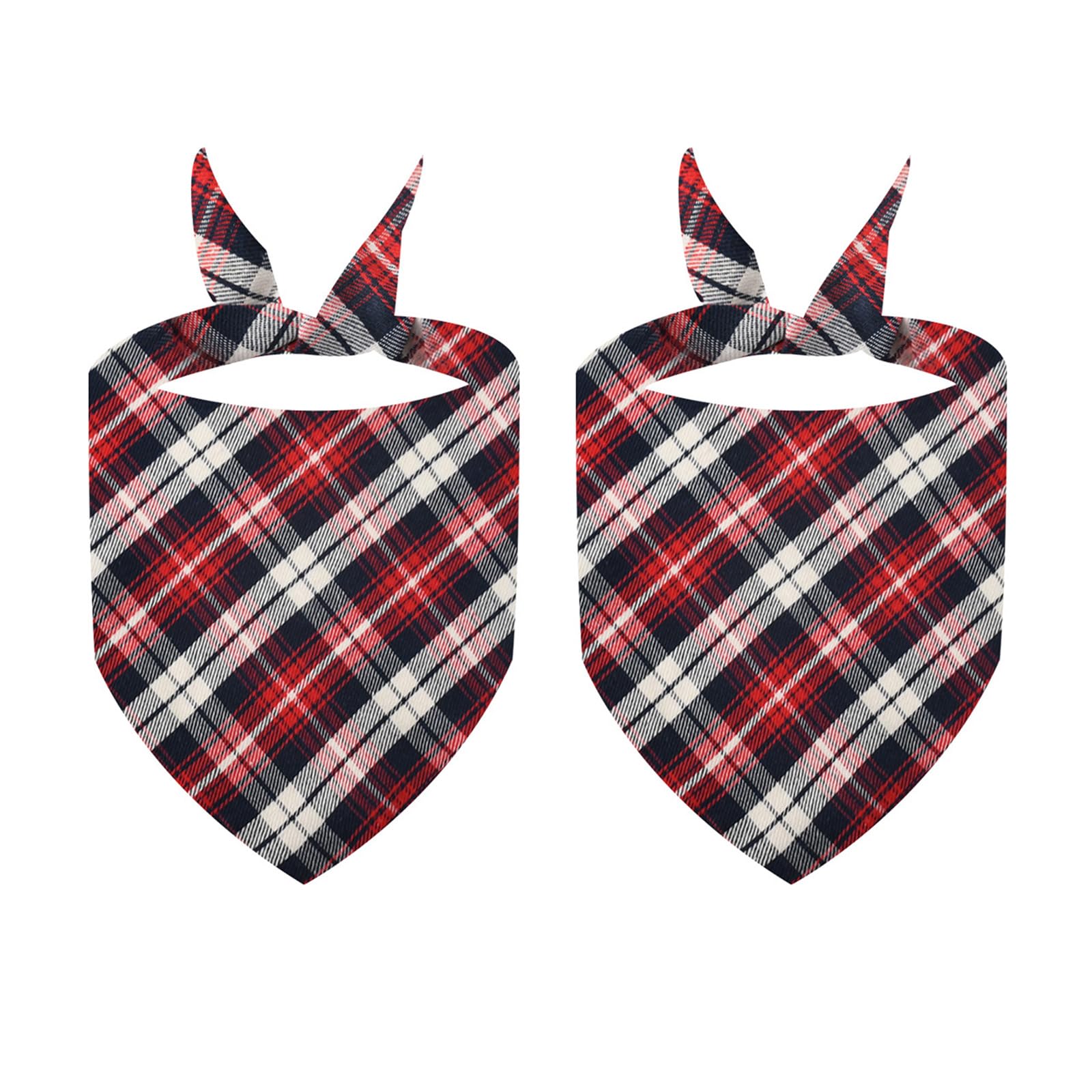 Pet Dog Holiday Bandannas Plaids Scarf Collar Reversible Bandanas Festive Neck Scarf Dogs Costume Festival Supply 2pcs
