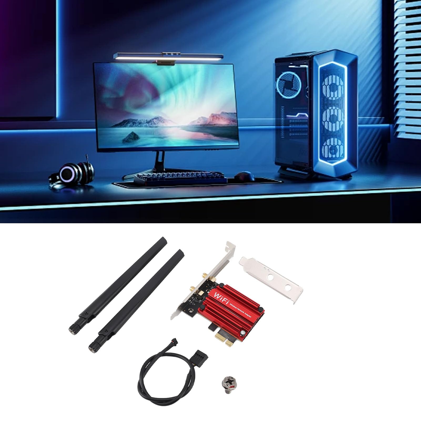 Scheda WiFi PCIe AX210, Scheda WiFi 6 Wireless a 3 Bande 5374Mbps con 5.3, Scheda di Rete WiFi 6 2 in 1 Tri Band 2.4G 5G 6Ghz per PC Desktop, AX210, Crittografia WPA3
