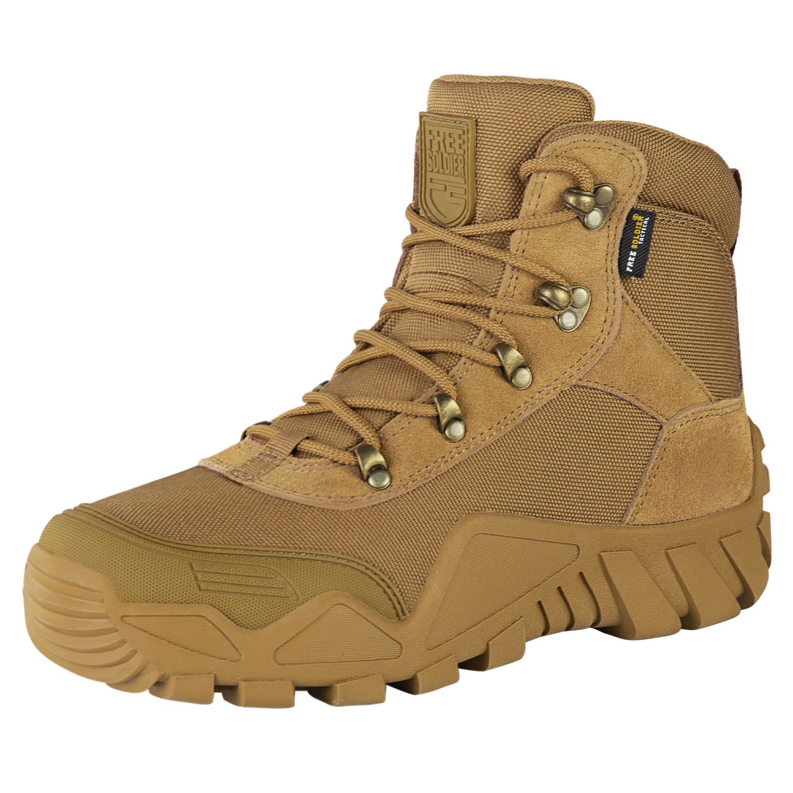 FREE SOLDIER Chaussures de Randonnée Hommes Bottes Militaires de Haut-Niveau Bottes Tactiques de Combat Mid High Chaussures à Lacets Tout Terrain Souliers