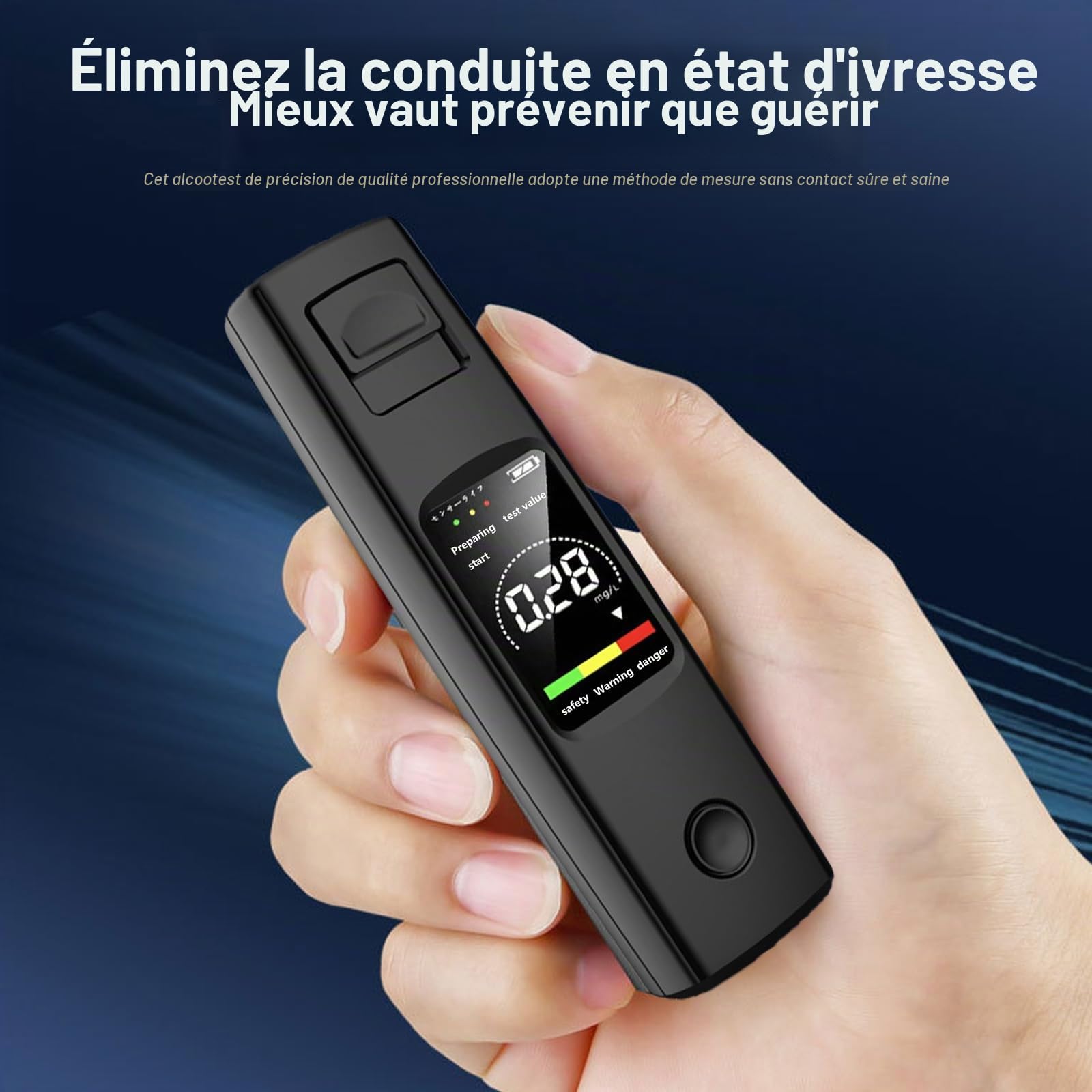 Ethylotest Electronique, Alcotest Numerique, Portable Testeur d'alcool avec Écran LCD Numérique, Ethylometre Mesures de Haute précision, Ethylotest Portable pour Usage Domestique et Professionnel