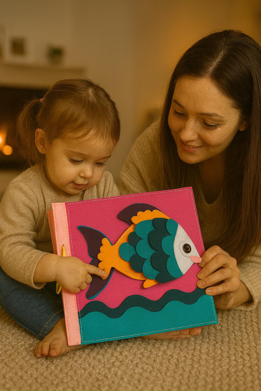 ZAC HOME Interactive Felt Quiet Book, 6 Educational Pages with Shapes and Activities, Ages 3+, 20 x 20 cm - Image 2