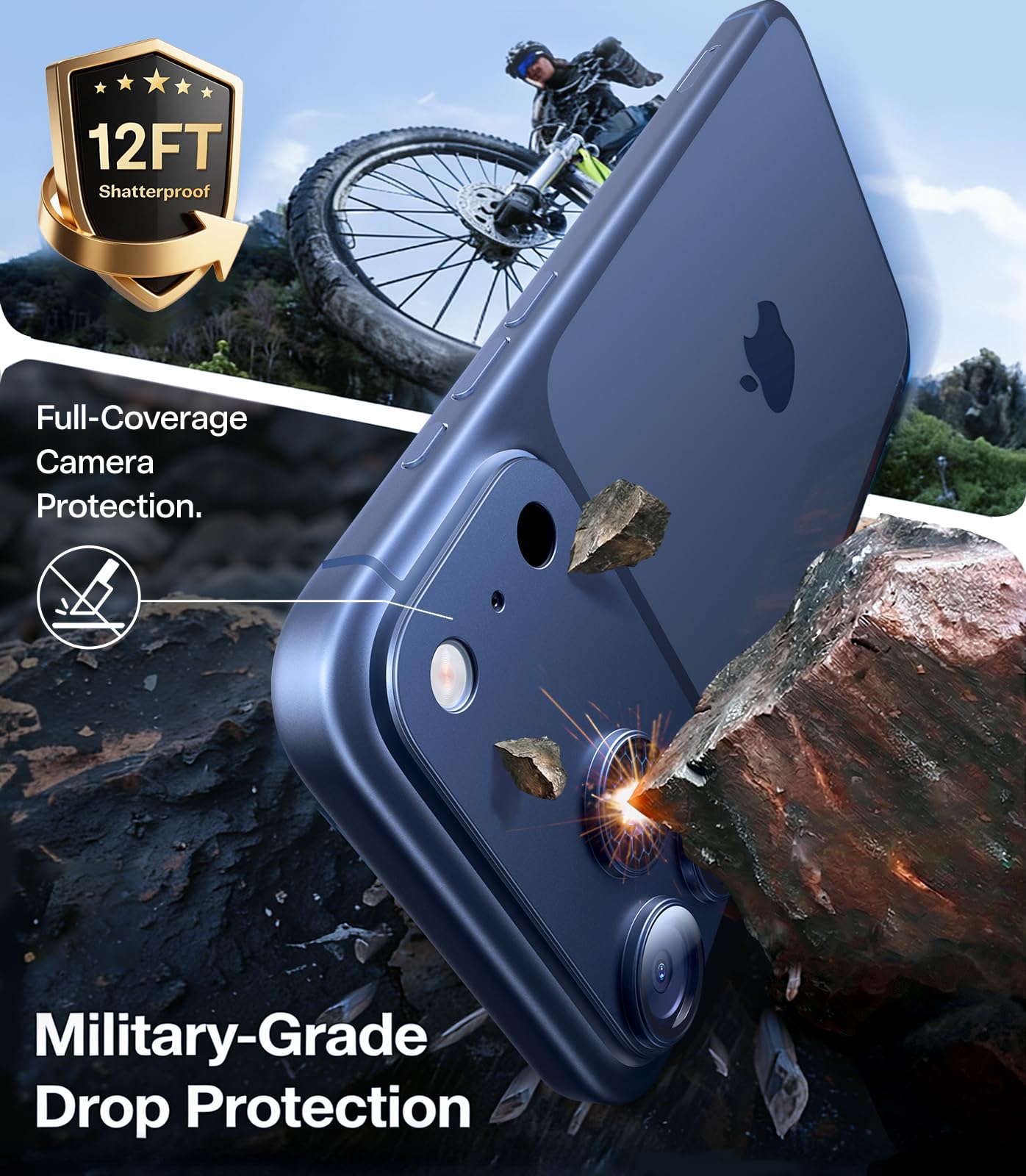 TORRAS Protector de cámara para iPhone 17 Pro Max [Nº 1 militar, resistente a los arañazos y transparente, protector de cámara para iPhone 17 Pro Max,9H+, dureza y fácil montaje, azul