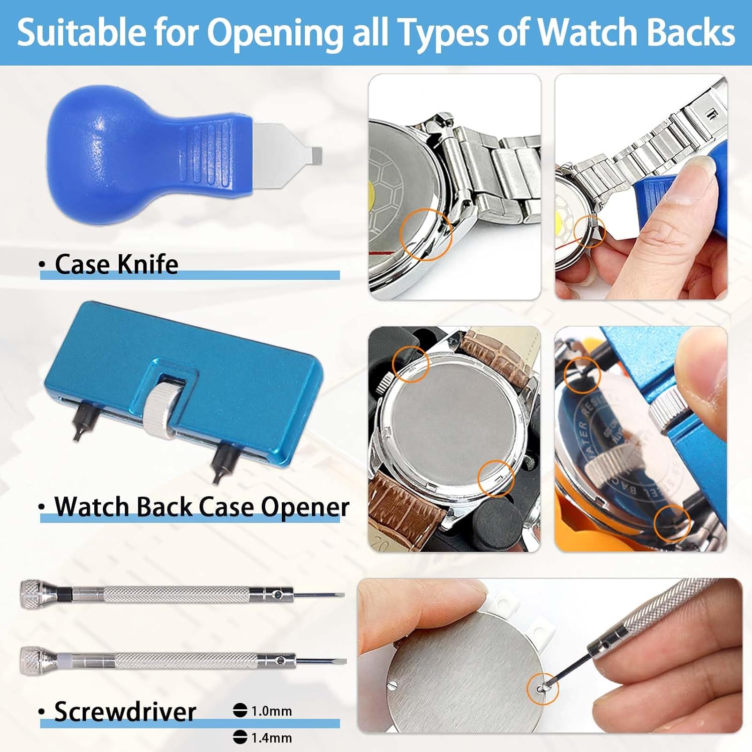 watch battery replacement tool kit, gldcapa watch repair kit, watch back remover tool, watch case opener tool, watch case opening pry, spring bar, tweezers with 60pcs watch batteries