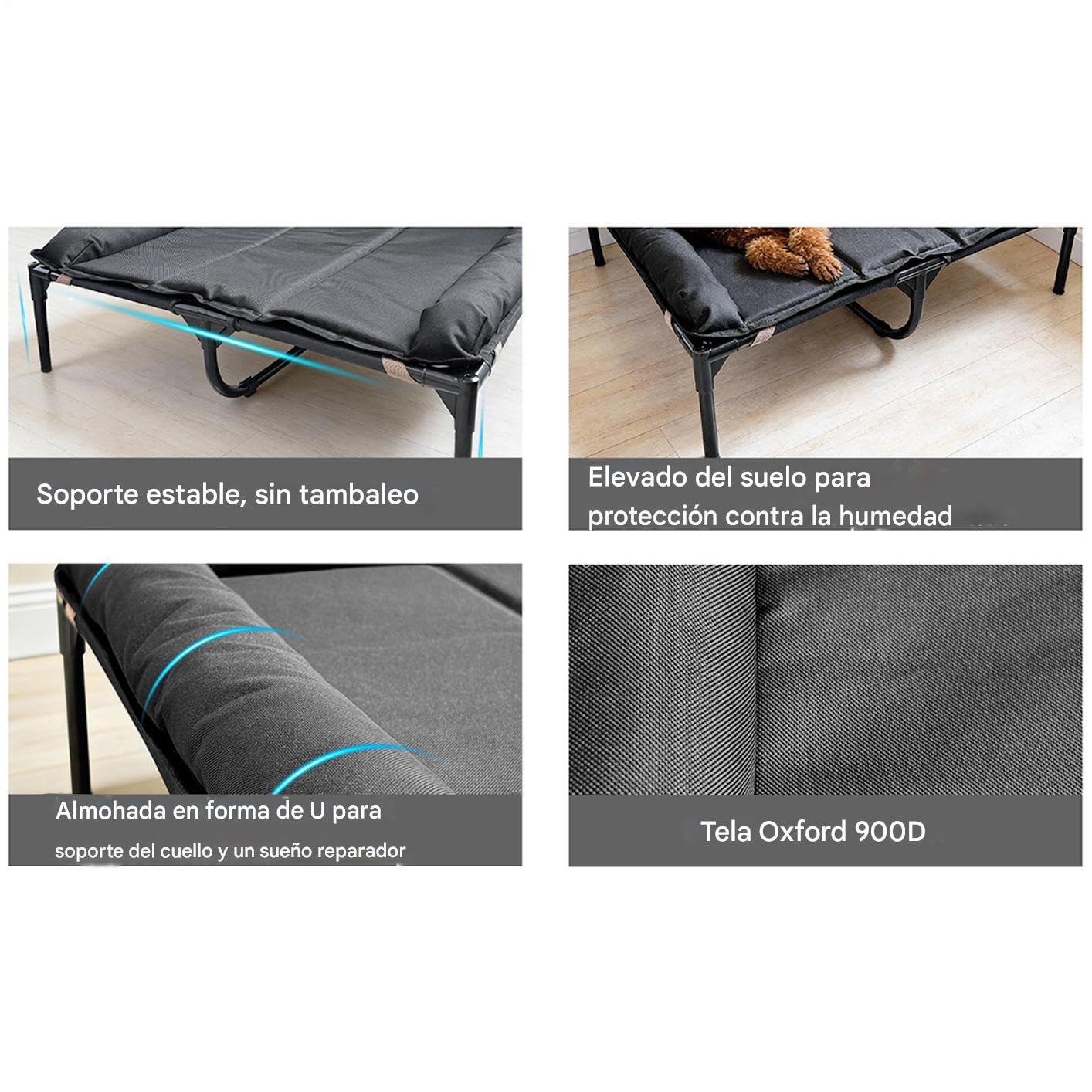 Genérico Camas Elevadas para Perros,Colchoneta Impermeable Portátil - Cama Cuna para Perros Portátil De Oxford con Cojín Desmontable,para Mascotas Cachorros Viaje Camping Interior Exterior