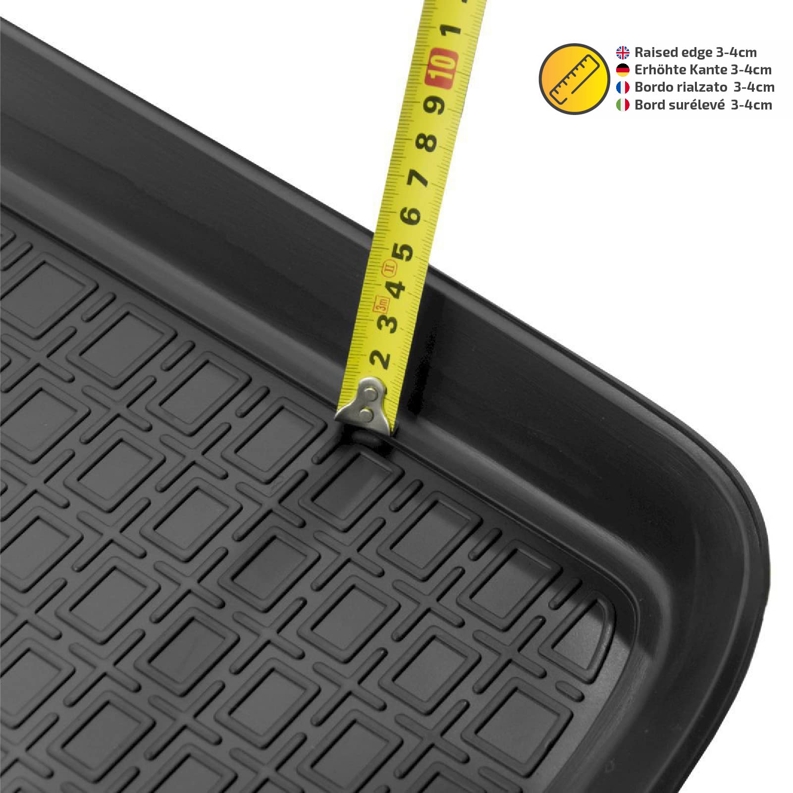 Norm Liners Vasca Bagagliaio su Misura per Peugeot 208 2012-2019, Proteggi Baule con Bordo Alto 4 cm, Antiscivolo, Inodore, TPE Gomma