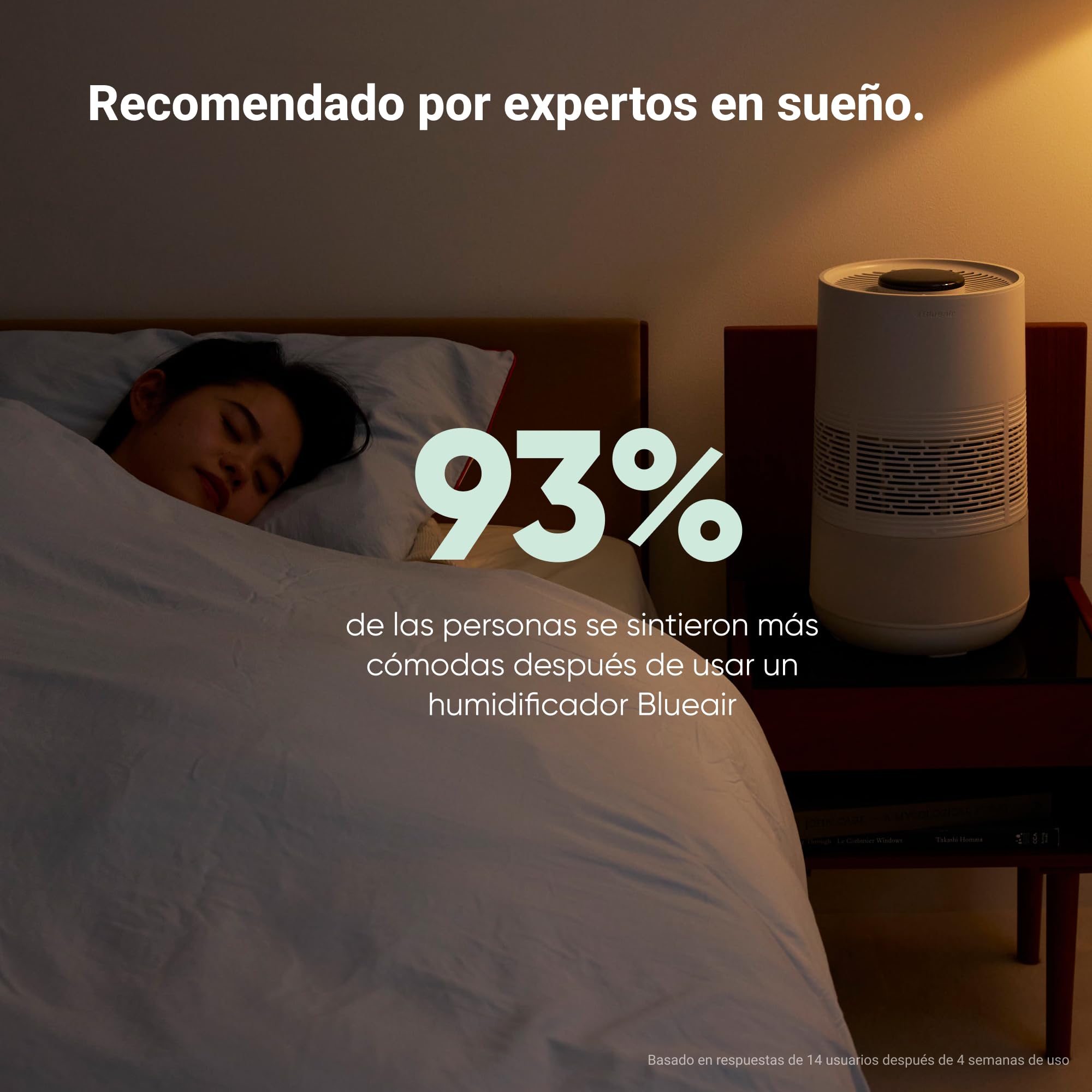 BLUEAIR Humidificador inteligente Premium para habitaciones de hasta 46 m²: depósito de 3,5 l apto para lavavajillas, mejor descanso con tecnología de evaporación, modo automático y nocturno.