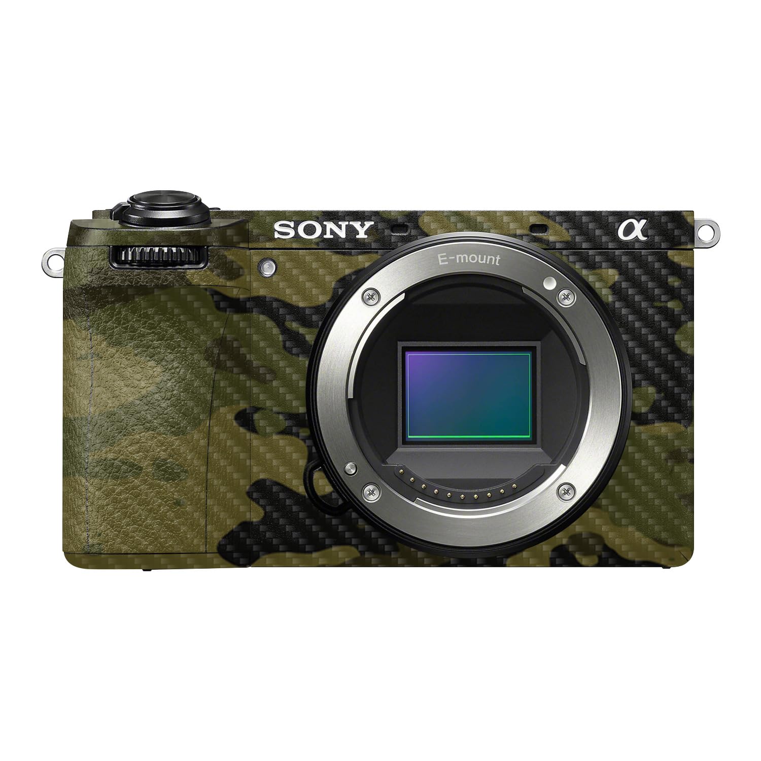 Carbon Fiber Camera Skin Compatible with Sony A6700 Mirrorless Camera (2023) - Green Camouflage - Premium 3M Vinyl Protective Wrap Decal Cover - Easy to Apply | Crafted in the USA by MightySkins