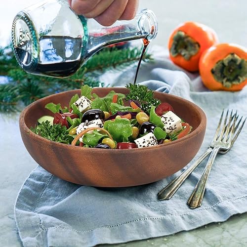 Miniatura 2 de Ensaladera de madera, plato de madera para aperitivos, ensalada de frutas, ensalada y sopa, para uso doméstico y cafetería, ideal para frutas,