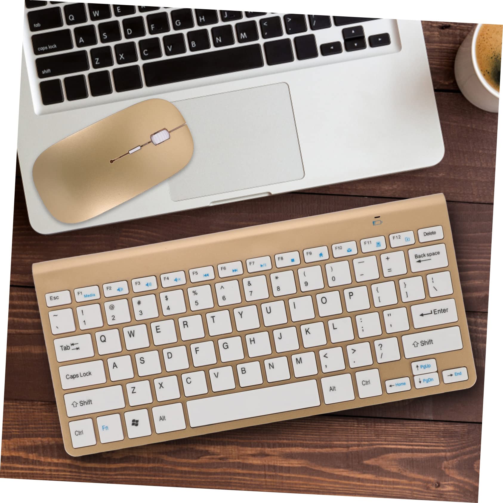 Combo Tastiera e Mouse Wireless Ghz Tastiera Multimediale Led Mouse Compatto Plug and Play Durevole Sospensione Automatica Ricezione Fino Metri