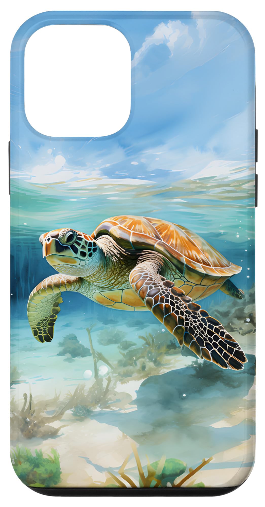 Green Sea Turtle Relaxing Watercolor Case for iPhone 12 mini