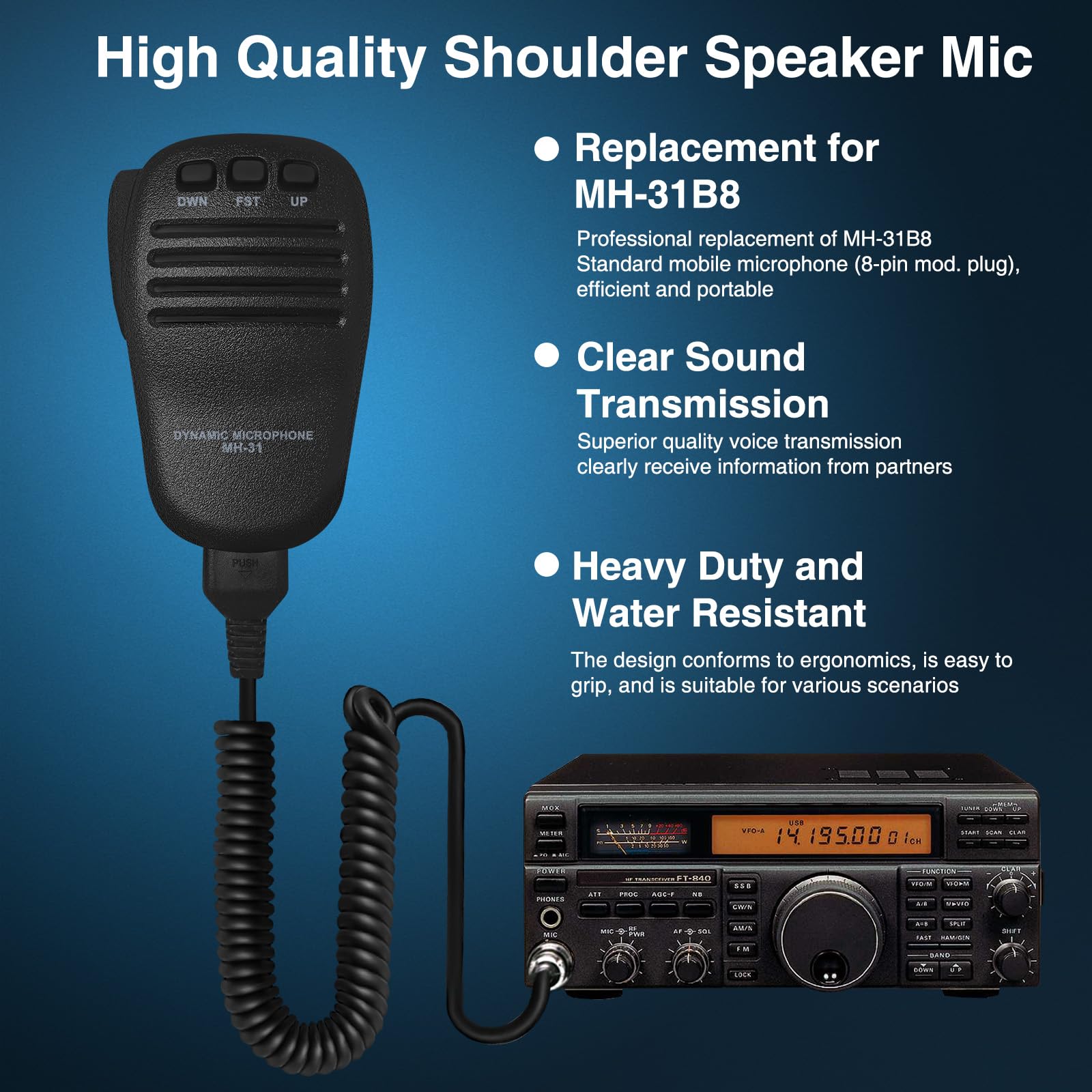MH-31B8 Handheld Speaker Mic 8-Pin Microphone Fit for Yaesu FT-847