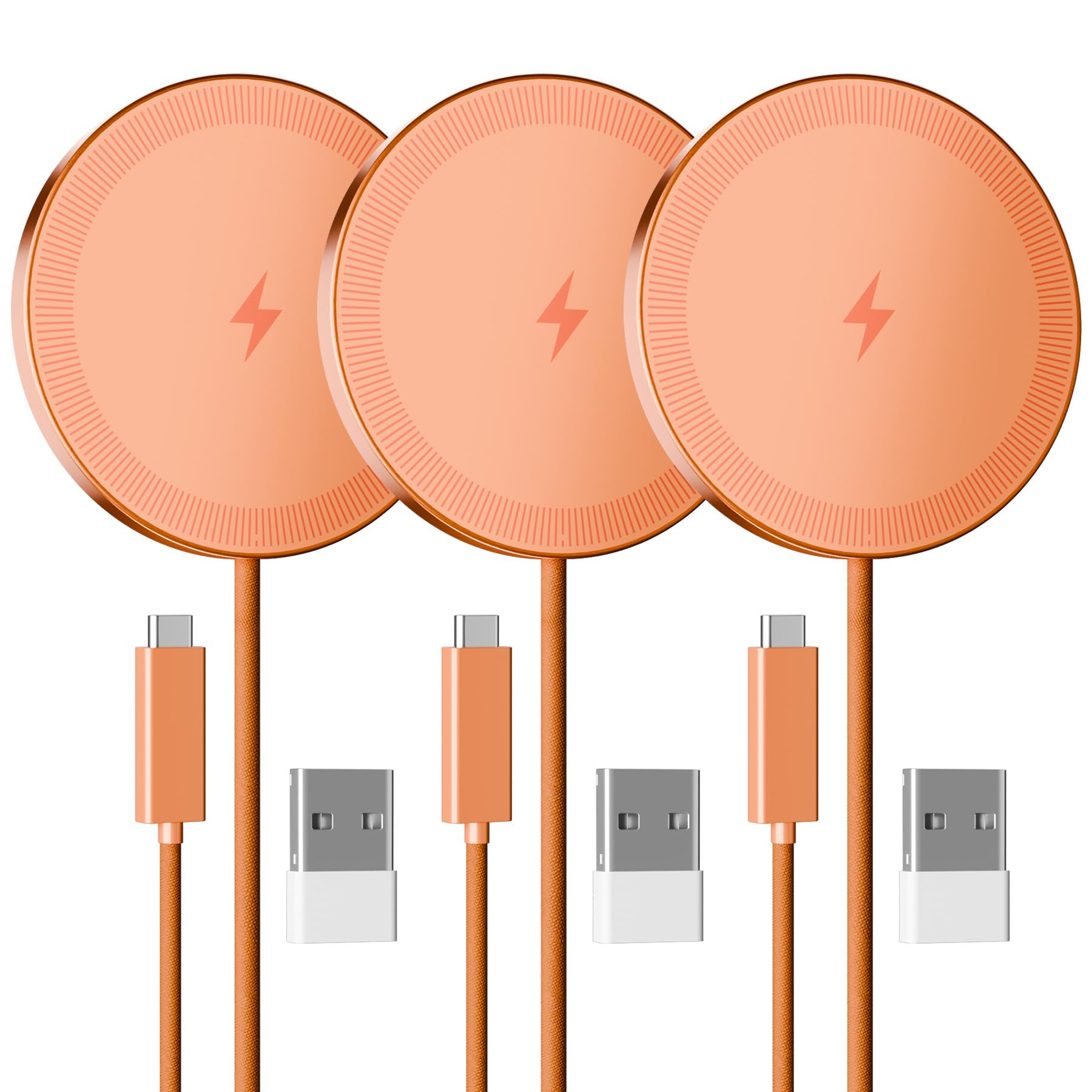Caricatore Wireless Magnetico 15W, 3-Pack, Arancione