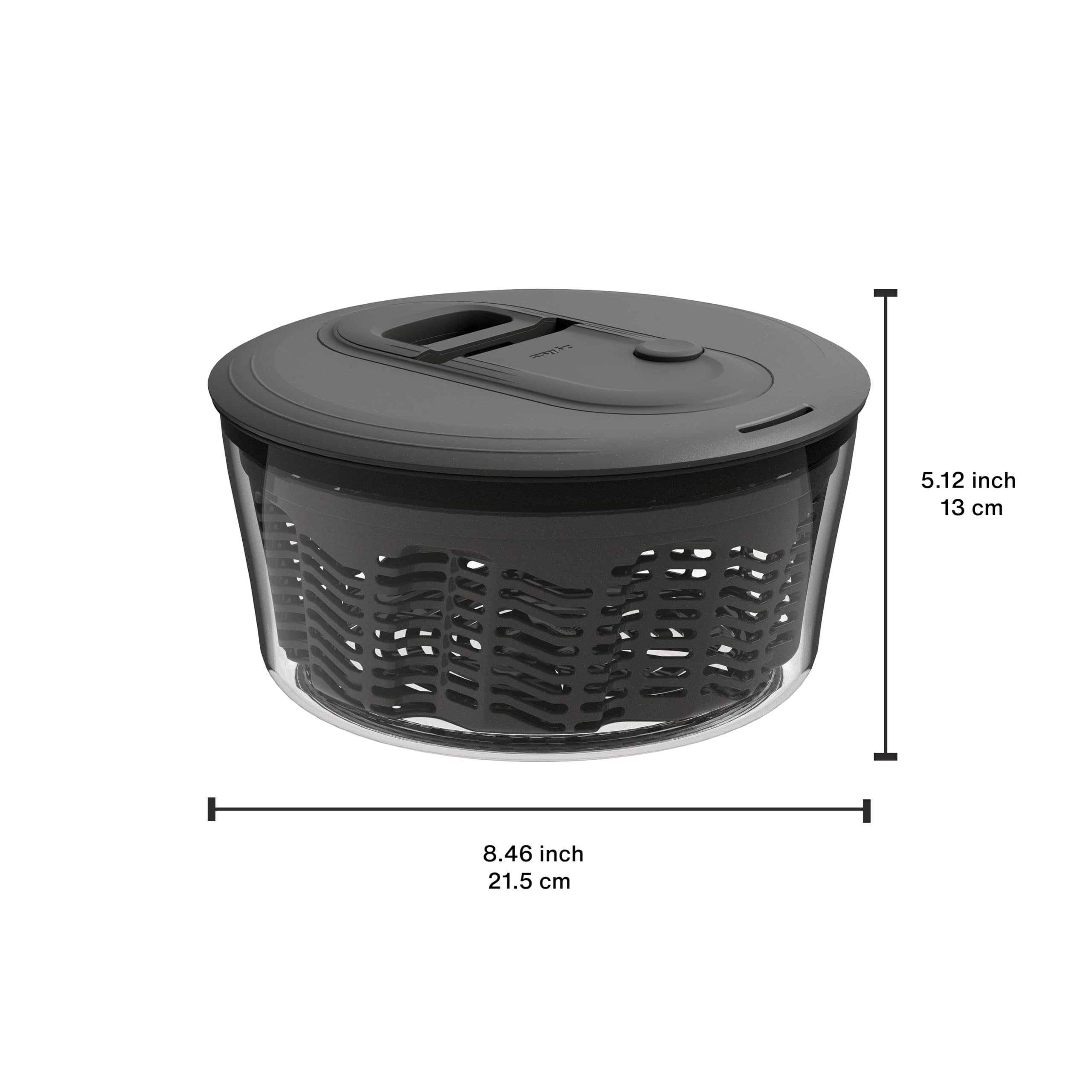 Zyliss Easy Spin Clásico Centrifugadora Lechuga Pequeña 3,5 L, Tecnología AquaVent™, Cuerda y Botón de Parada, Salida de Drenaje, Antideslizante, Sin BPA, Escurridor de Lechuga, Ensalada, Gris