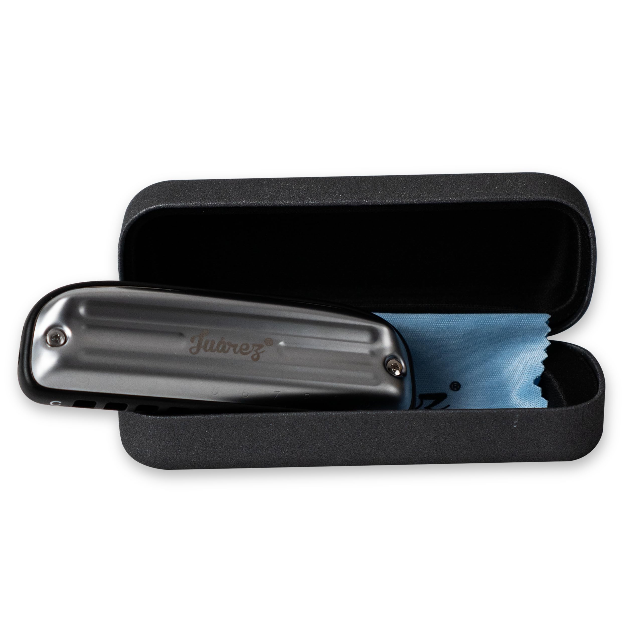 juarez jrz-harm-100 harmonica key of c, 10 hole 20 tone, stainless steel cover, silver, with hard case and cleaning cloth, for beginners, students and professionals