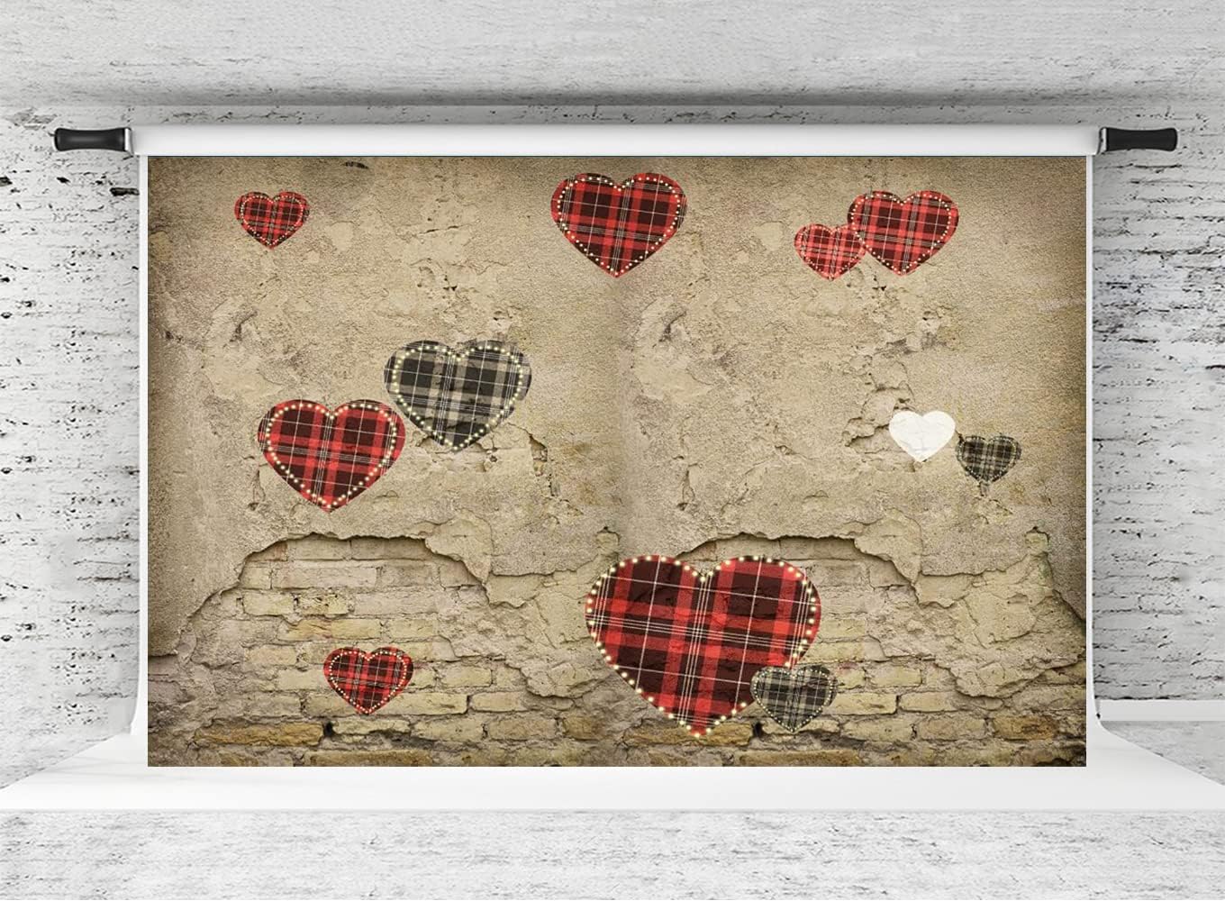 Kate Valentines Day Backdrop Fabric Valentine Photo Background Heart Backdrop for Photography, Kids, Party, 10x6.5ft(3x2m)