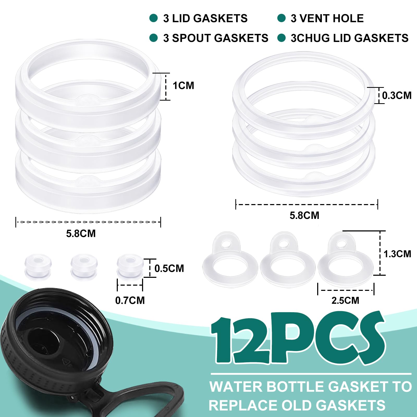 Greant Lot De 6 Joints En Caoutchouc De Rechange Pour Bouchons Flexibles Hydro Flask à Large Ouverture, Joint Torique Pour Bouteille D'eau De 5,6 Cm (convient Aux Bouchons Flexibles Hydroflask