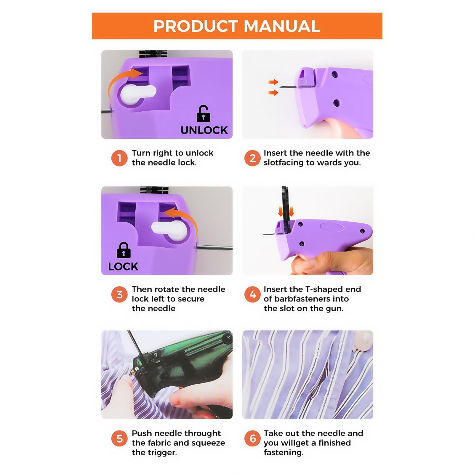 Mini pistolet à coudre Stitchy - Outil de fixation rapide et facile pour vêtements, décoration d'intérieur, et plus encore - Comprend 5 aiguilles, 500 attaches noires, 500 attaches blanches (C)