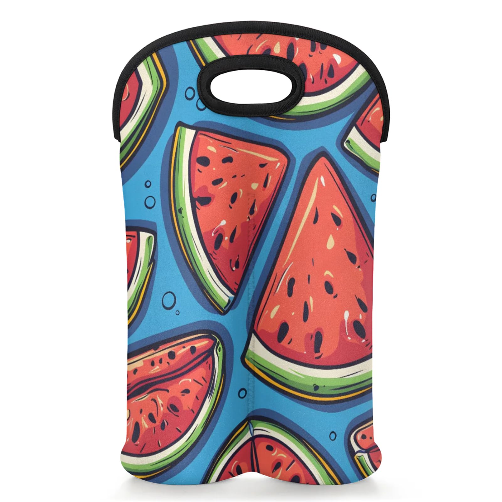 GzLeyigou 2 Bottles Watermelon Wine Bag Sleeve Totes Neoprene Protective Wine Carrier Bag for Wine,Water, Champagne, Beer, Baby Bottles,Gift 14.5 x 10 Inches