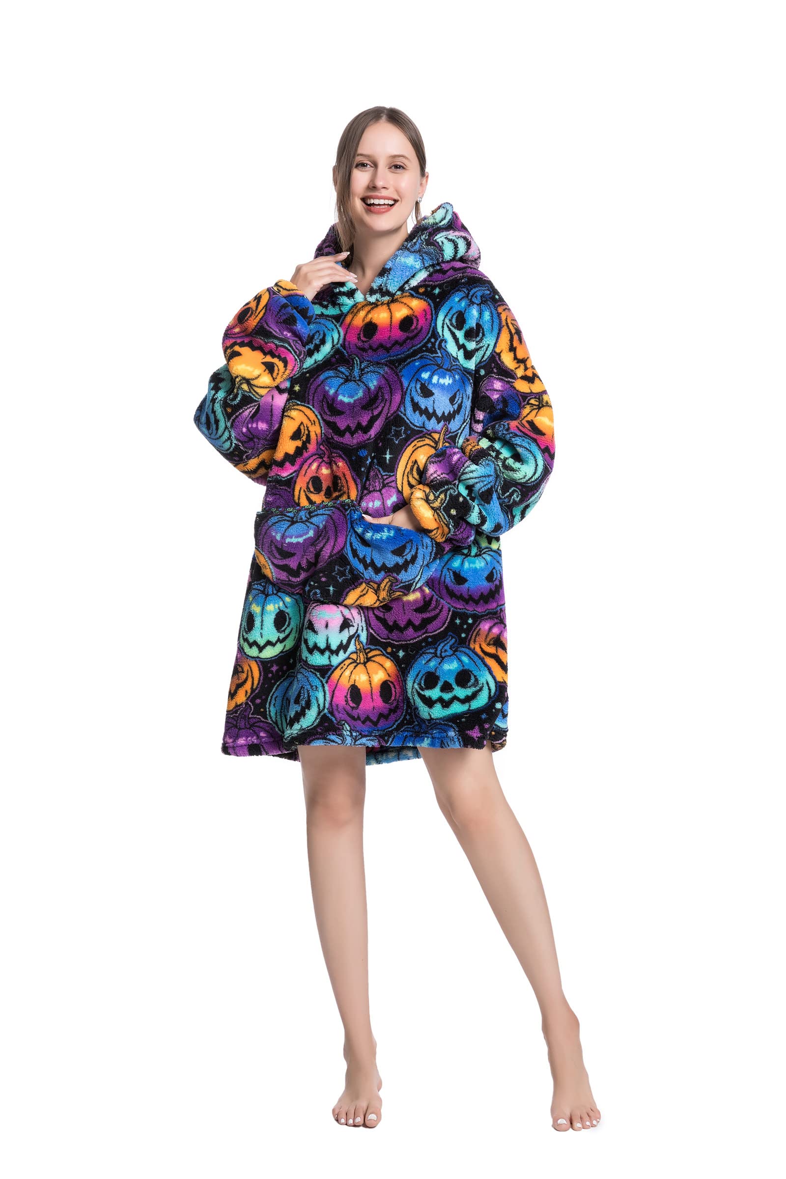 Pterygoid Oversized Blanket Hoodie,Wearable Blanket Adult for Women and Men,Fleece Giant Hooded Sweatshirt with Pocket