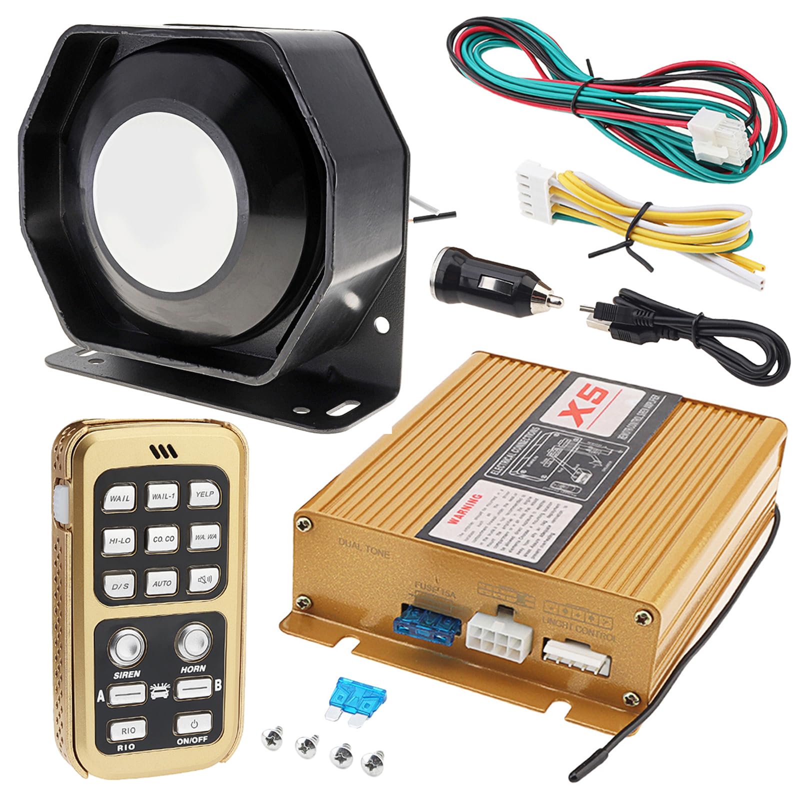 DC12V 200W 18 Sound Loud Car Warning Alarm Police Siren Horn Speaker with MIC System and Remote Control