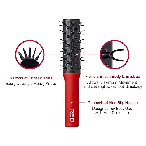 Miniatura 4 de RED by Kiss Cepillo desenredante para adultos y niños, desenredante de cabello para cabello rizado, natural, afro, ondulado, se desliza a través de