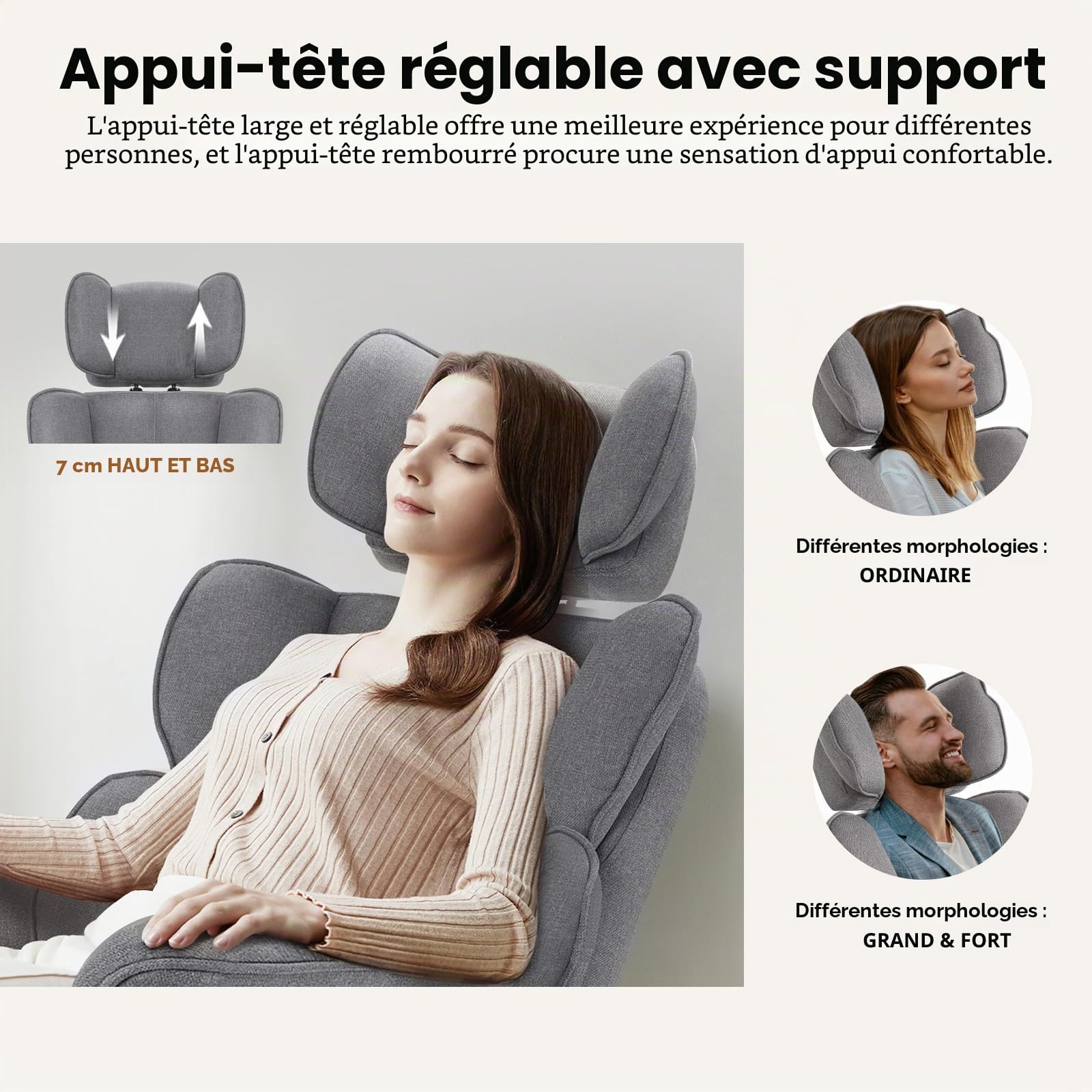 IWMH Chaise de Bureau Ergonomique avec Repose-Pieds et Soutien Lombaire