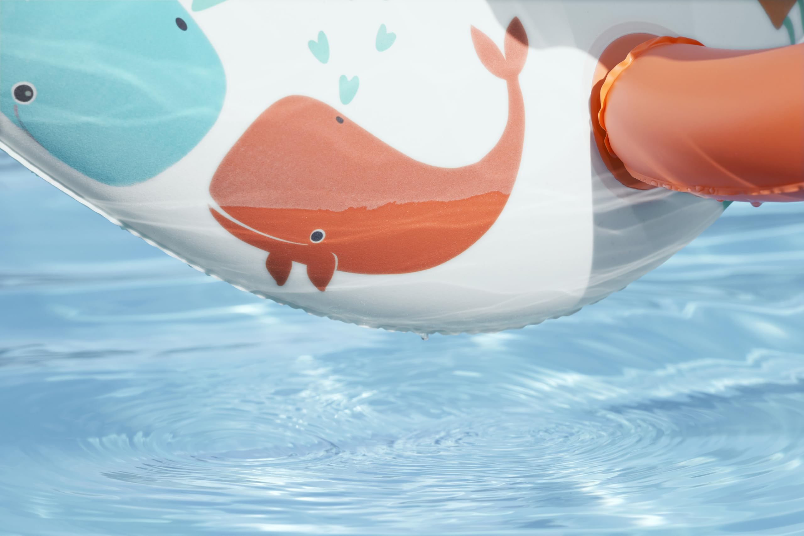 Bestway 33" x 26"/84cm x 67cm Comfort Plush Shaded Baby Boat, Orange/White/Blue whale design - Image 4