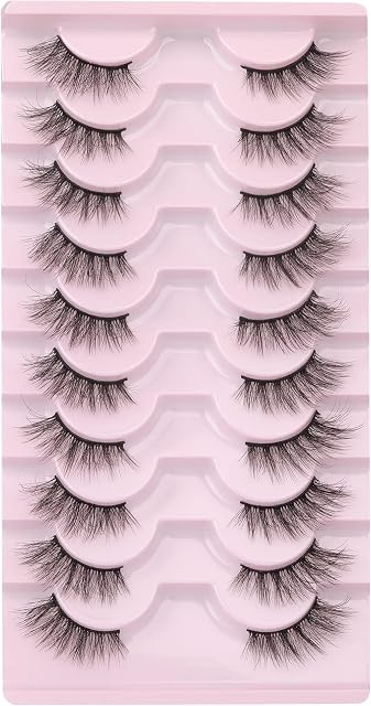 wiwoseo False Eyelashes Half Lashes Corner Cluster Eyelashes Looks Like Extension 14MM Natural Wispy Fluffy Fake Eyelashes 10 Pairs Pack