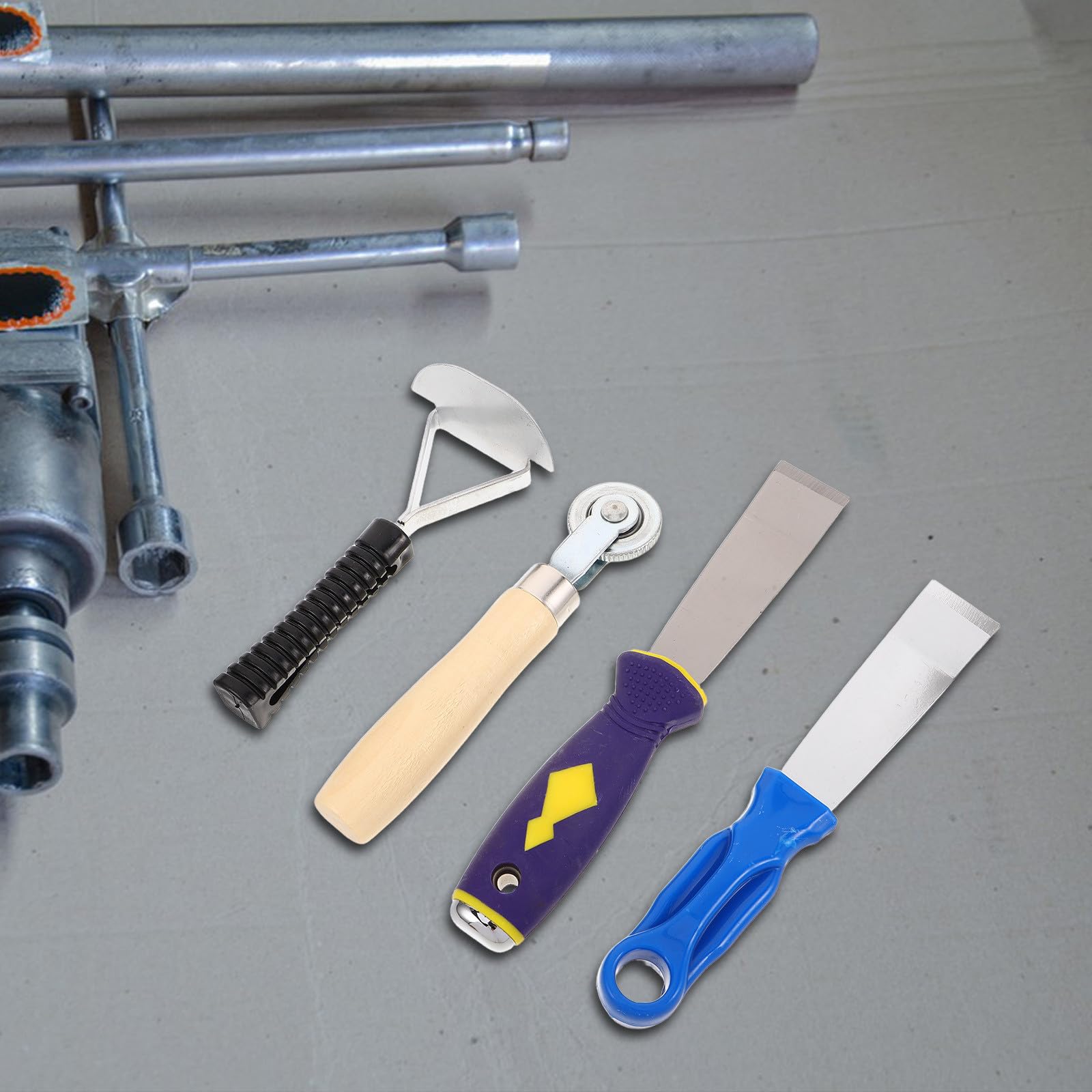 Zerodeko Kit Utensili Riparazione Pneumatici con Rullo Cucire Levigatrice Rotante Pneumatici Utensile Smussare Preparazione Kit Toppe Impieghi Gravosi Auto Moto