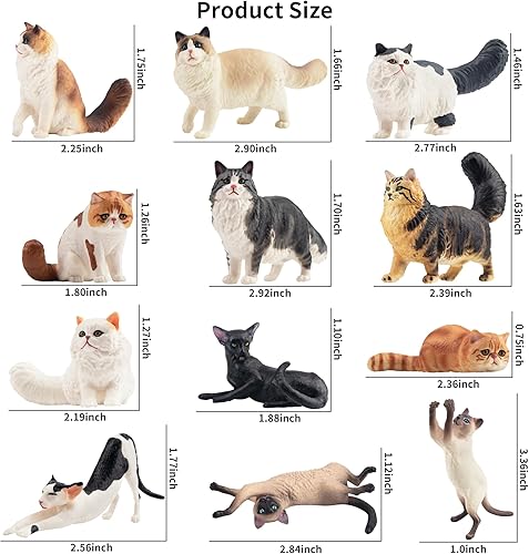 Miniatura 6 de 12 piezas de figuras realistas de gato, figura de gato de plástico, adorno de pastel de gato, juguete de gatito, regalo de Halloween, Navidad,