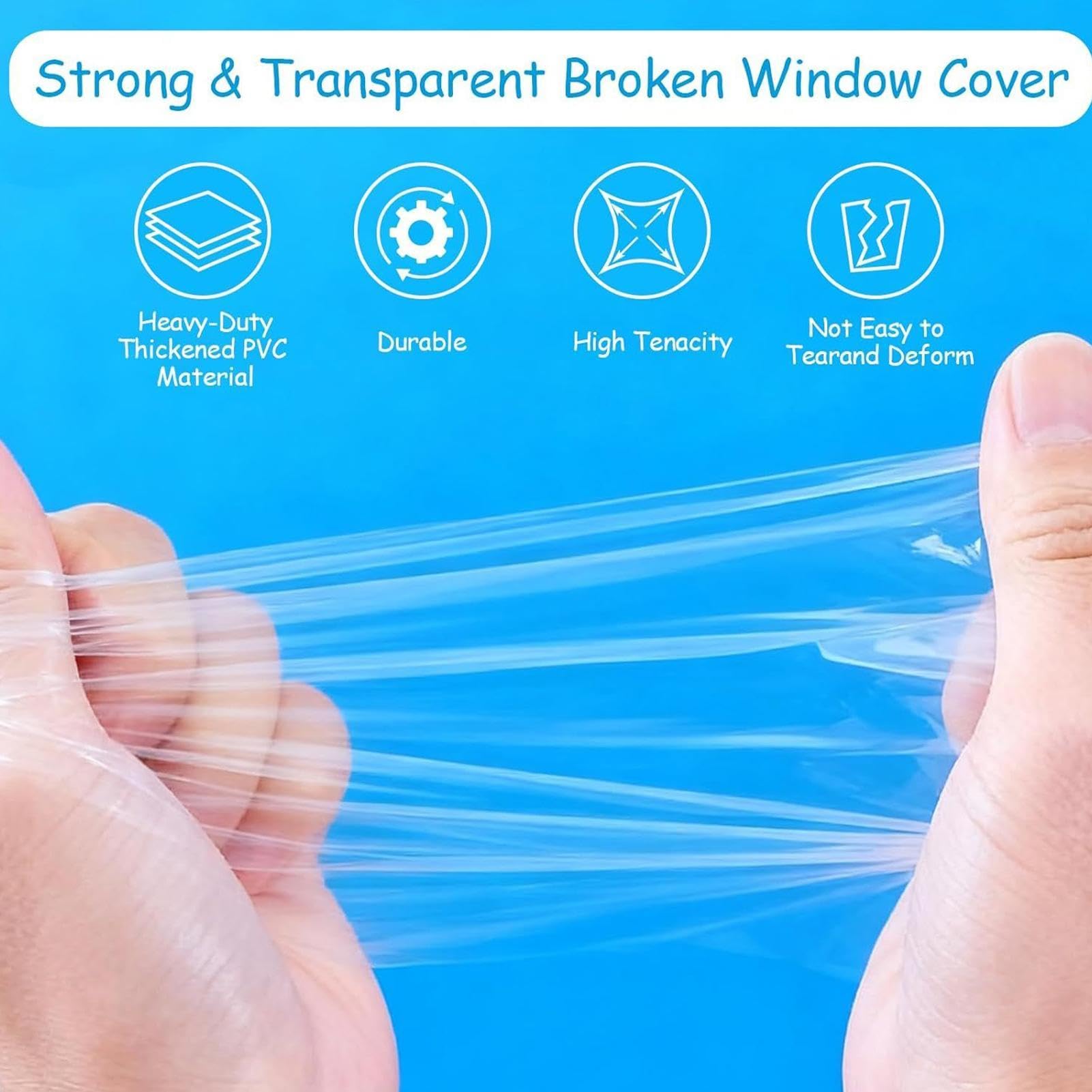 Crash Wrap Pour Fenêtre De Voiture – Couverture De Fenêtre Cassée Temporaire | Film De Réparation En PVC Transparent Pour La Protection Du Verre Automobile, Protecteur D'écran De Véhicule Étanche