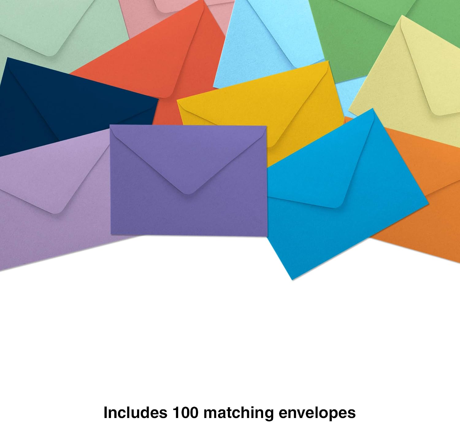 Dessie 100 Solid Color Blank Cards with Envelopes All Occasion - 100 Colorful 4x6 Inch Blank Greeting Cards with Colored Envelopes and Gold Seals.