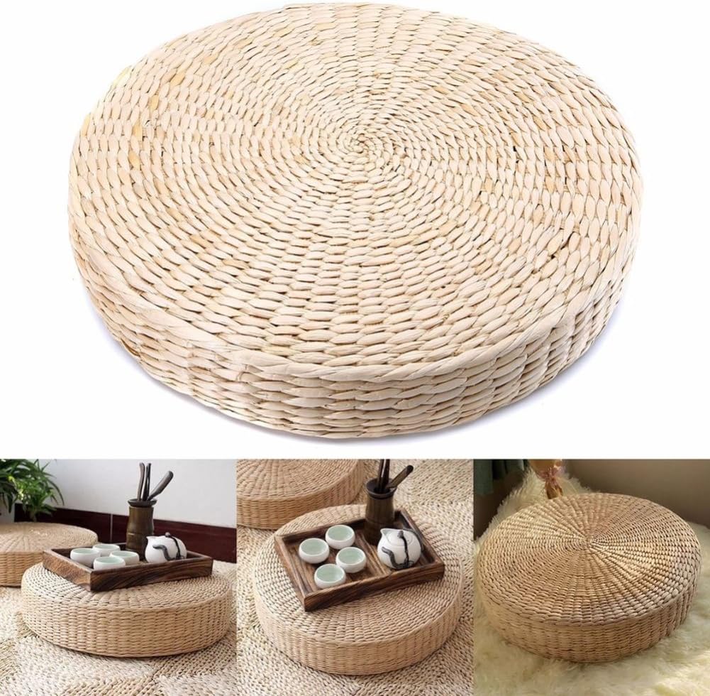 Handmade Round Straw Weave Pillow Floor Yoga Zen Chair Seat Mat Cushion PadFor Excise & Outdoor