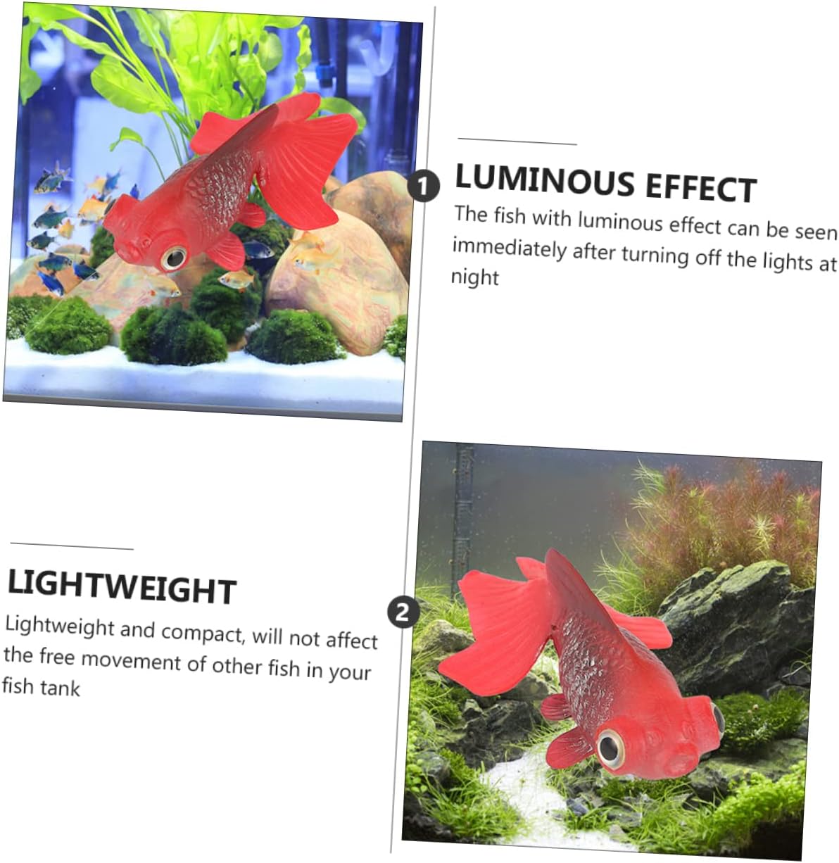 BCOATH 4 Pcs Artificial Fish Glow in The Dark Goldfish Fake Fish Shine ...