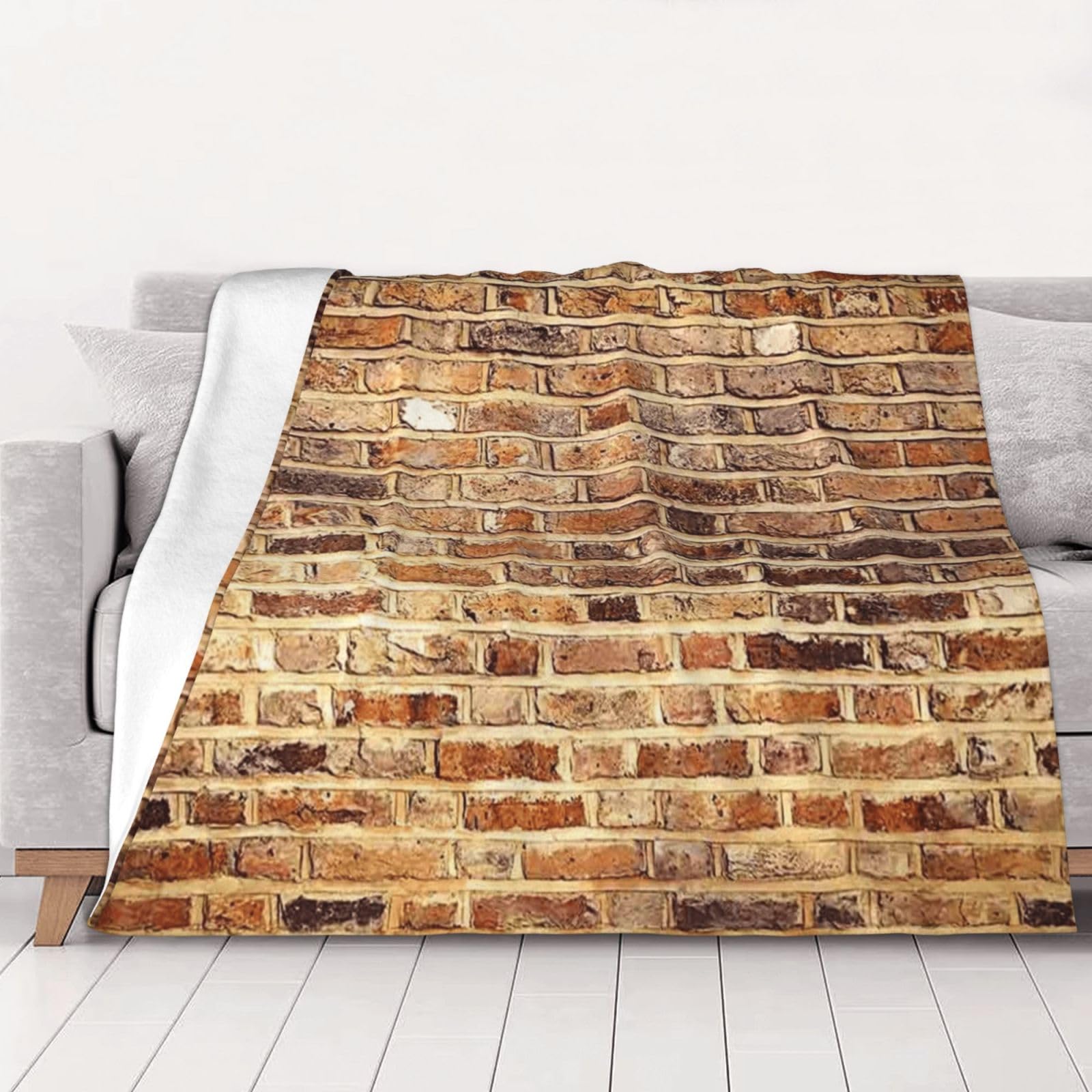 AUBKFELD Industrial Brick Wall Background Printed Flannel Blanket 102x76 CM, Soft & Warm Throw Blanket for Sofa/Couch/Bed/Car, Gifts for Audlts Women Men
